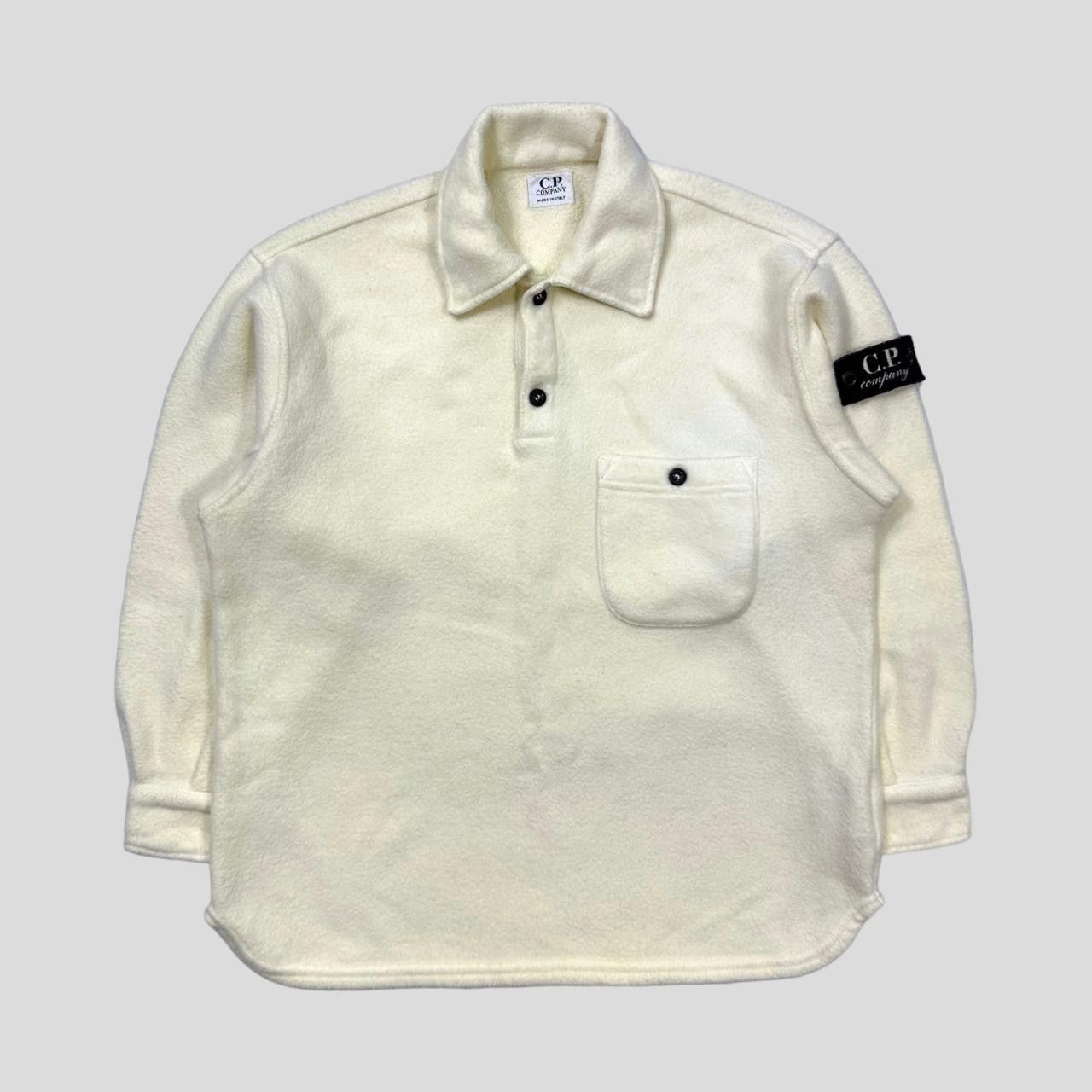 image of C P Company Cp Company Aw97 Teddy Cotton Fleece Overshirt - 4-8 in Cream, Women's (Size Small)