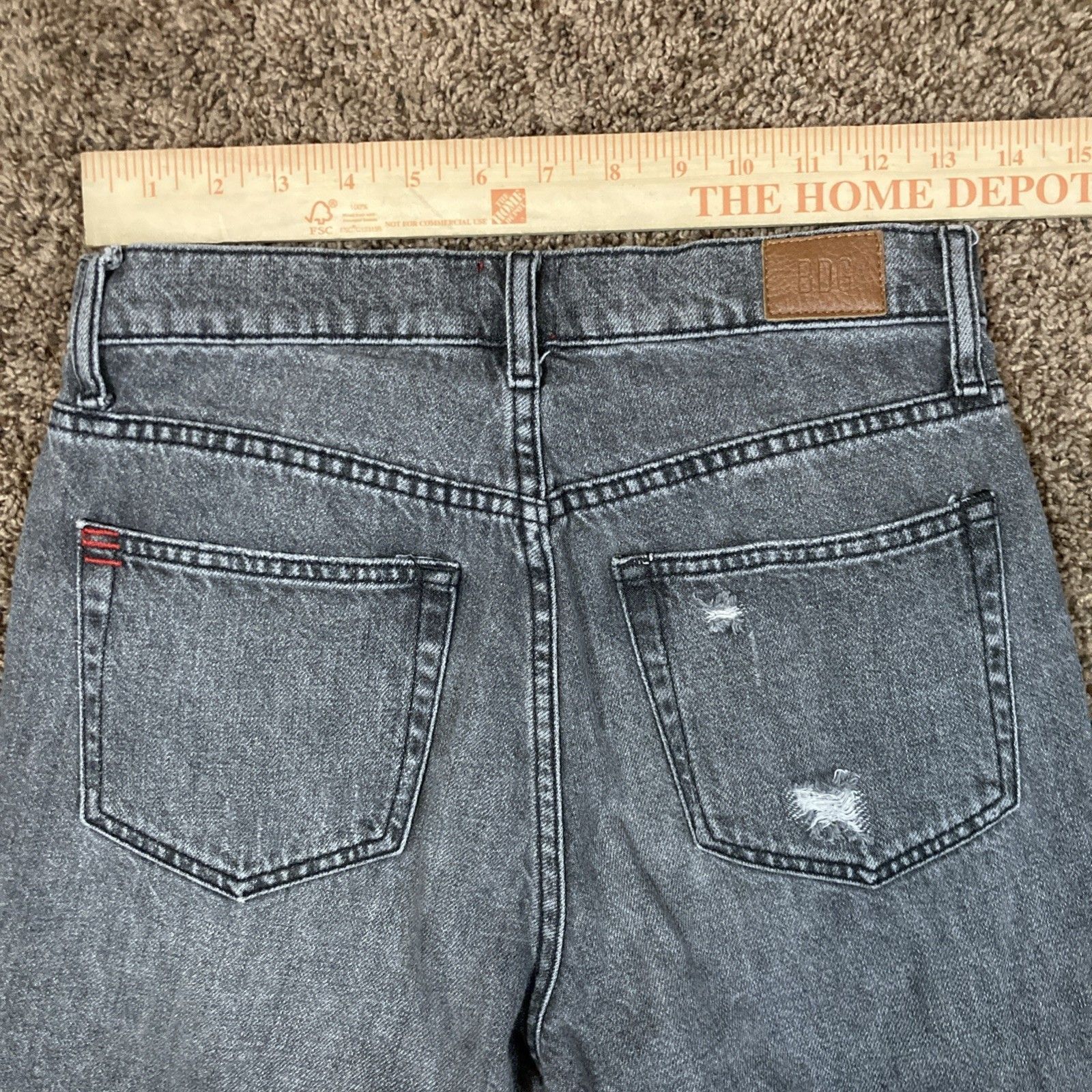 Bdg BDG Dark Grey Distressed Rips High Rise Slim Straight Jeans Size 26" / US 2 / IT 38 - 8 Thumbnail