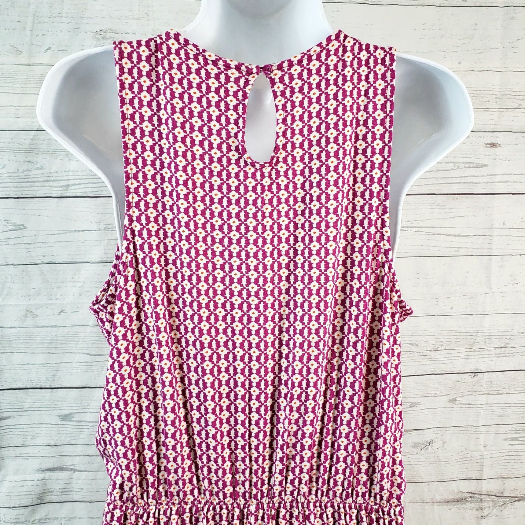 Old Navy Old Navy Womens Cross Front Dress Tank Dress L Tall Purple White Sleeveless Rayon Knit V-Neck Knee Length Womens Size L / US 10 / IT 46 - 5 Thumbnail