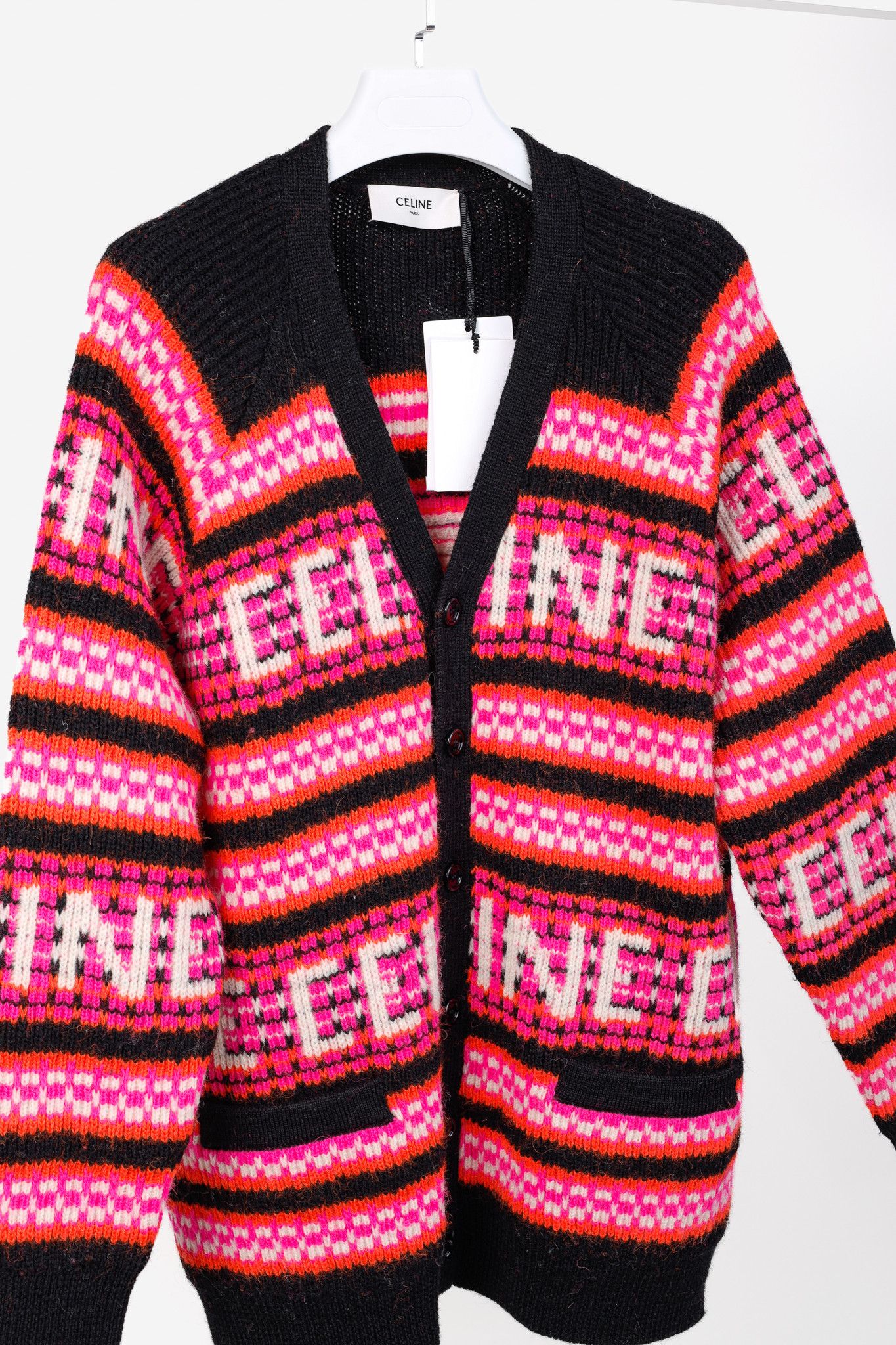 Celine Celine Pink Striped Jacquard-Knit Wool Ski Cardigan Size US S / EU 44-46 / 1 - 3 Thumbnail