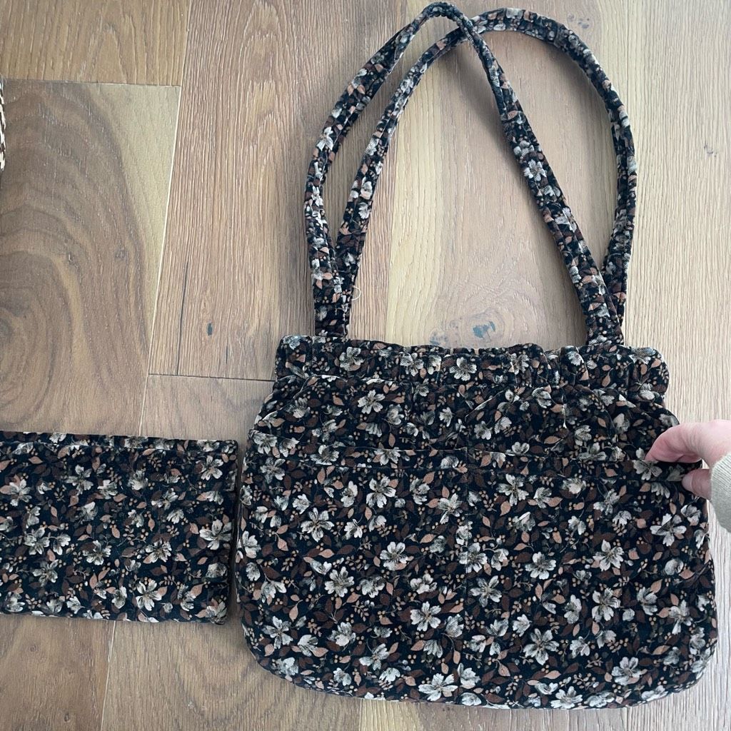 Vintage Vintage 70s Artisan Quilted Velveteen Purse Bag Pouch Wallet Size ONE SIZE - 2 Thumbnail