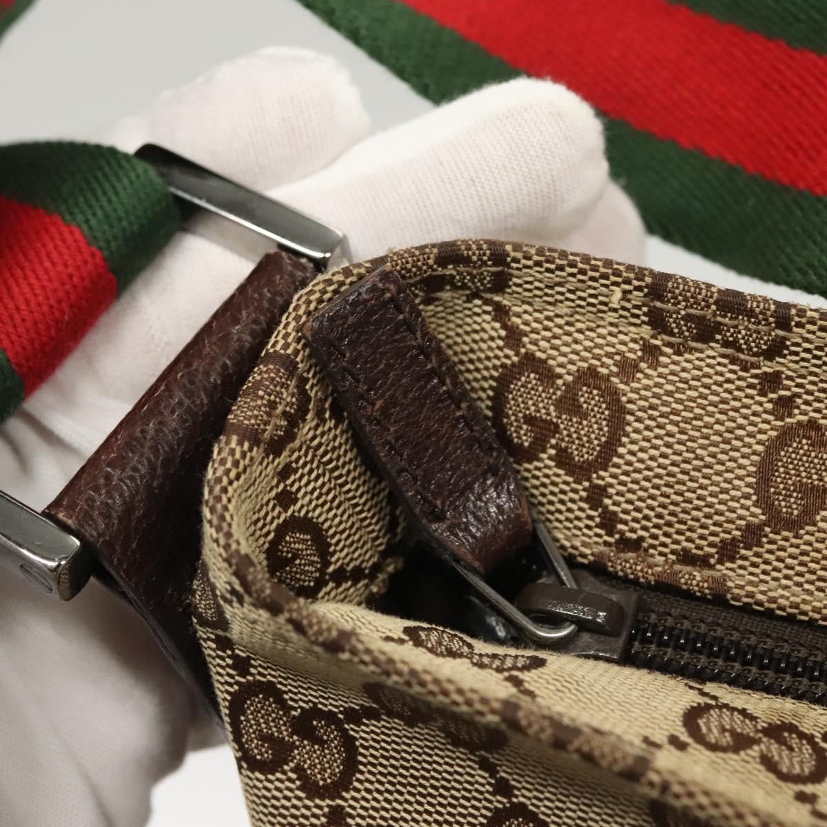 Gucci GUCCI GG Canvas Web Sherry Line Shoulder Bag Beige Green Red Size ONE SIZE - 15 Thumbnail