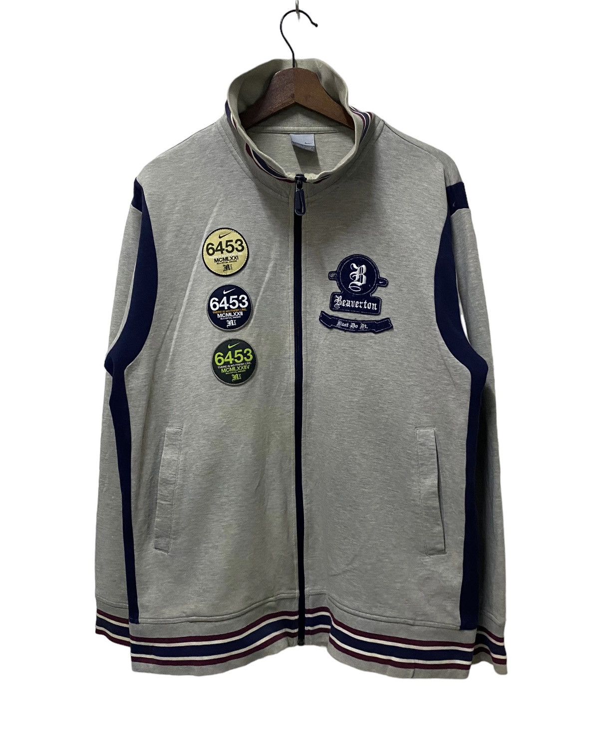 image of Best Offervintage Nike Beaverton Oregon Pacthwork Jacket in Grey, Men's (Size Large)