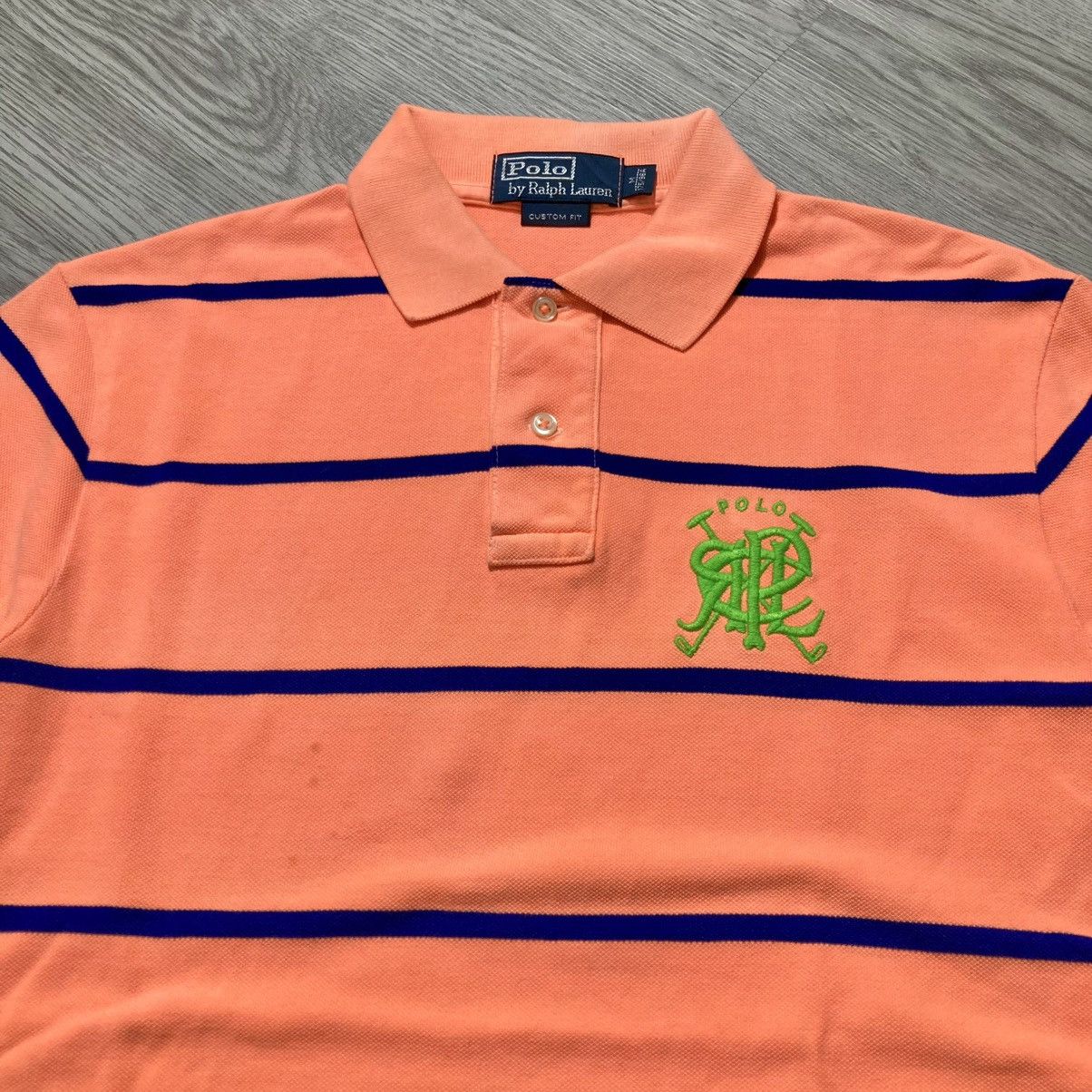 Polo Ralph Lauren Vintage Polo Ralph Lauren Big Patch Logo Striped Polo Tee Size US L / EU 52-54 / 3 - 3 Thumbnail