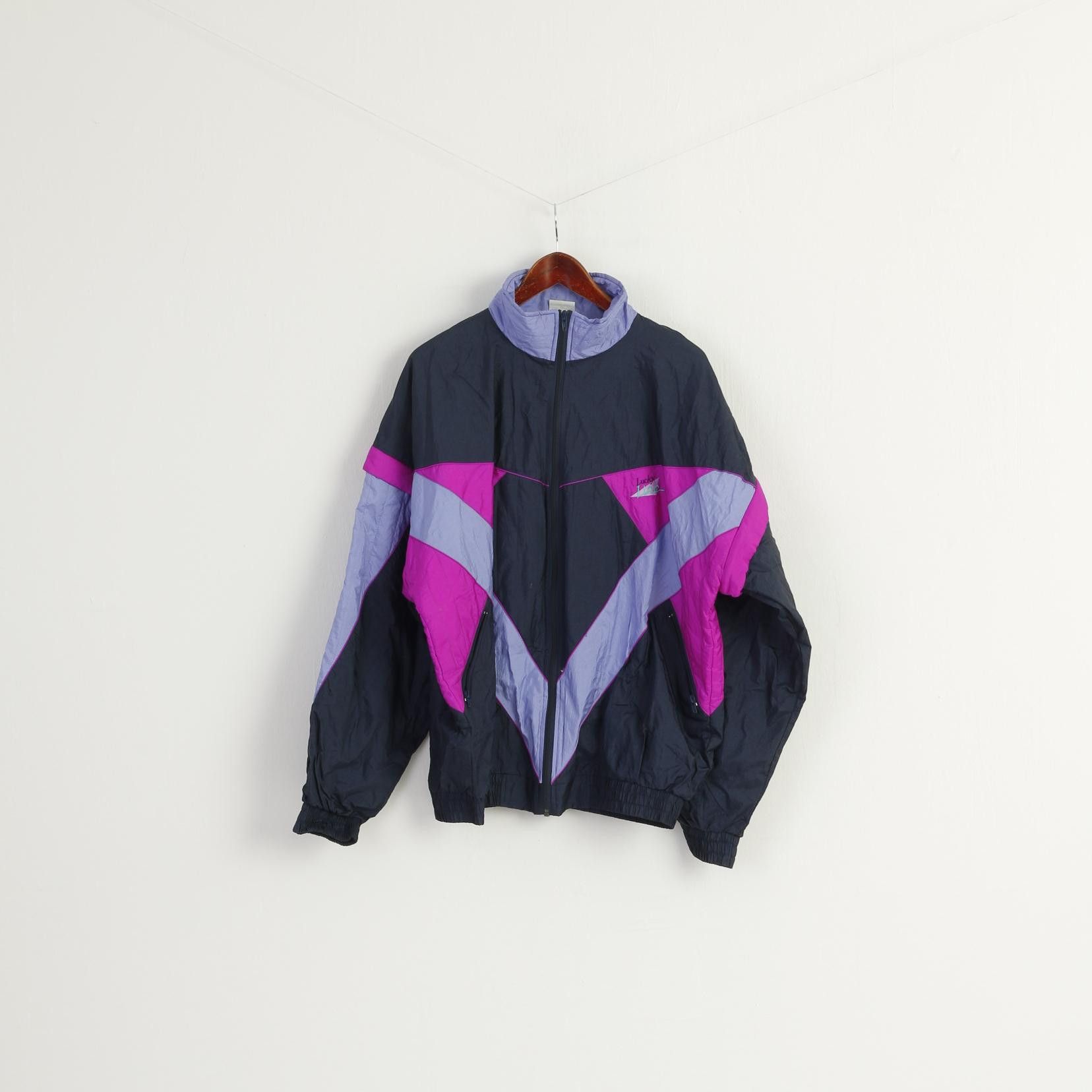 Vintage Lucky Line Men XL Jacket Purple Shiny Vintage 90s 8832 Size US XL / EU 56 / 4 - 2 Thumbnail