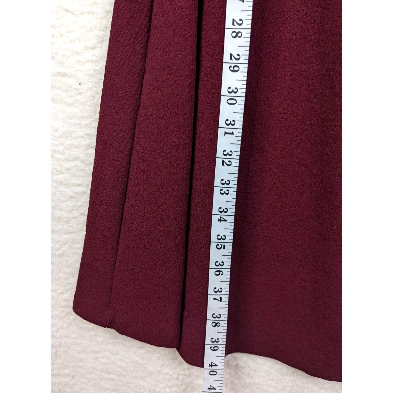 Vintage MNG BASICS Women's Dress V-Neck Long Sleeve Tie Waist A-Line XS Red Solid Dress Sz XS Womens Regular Fit & Flare Size XS / US 0-2 / IT 36-38 - 5 Thumbnail