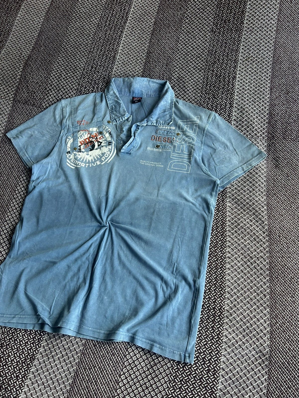 Diesel Vintage Diesel Big Graphic Print Polo T-shirt Faded Size XXL Size US XXL / EU 58 / 5 - 2 Thumbnail