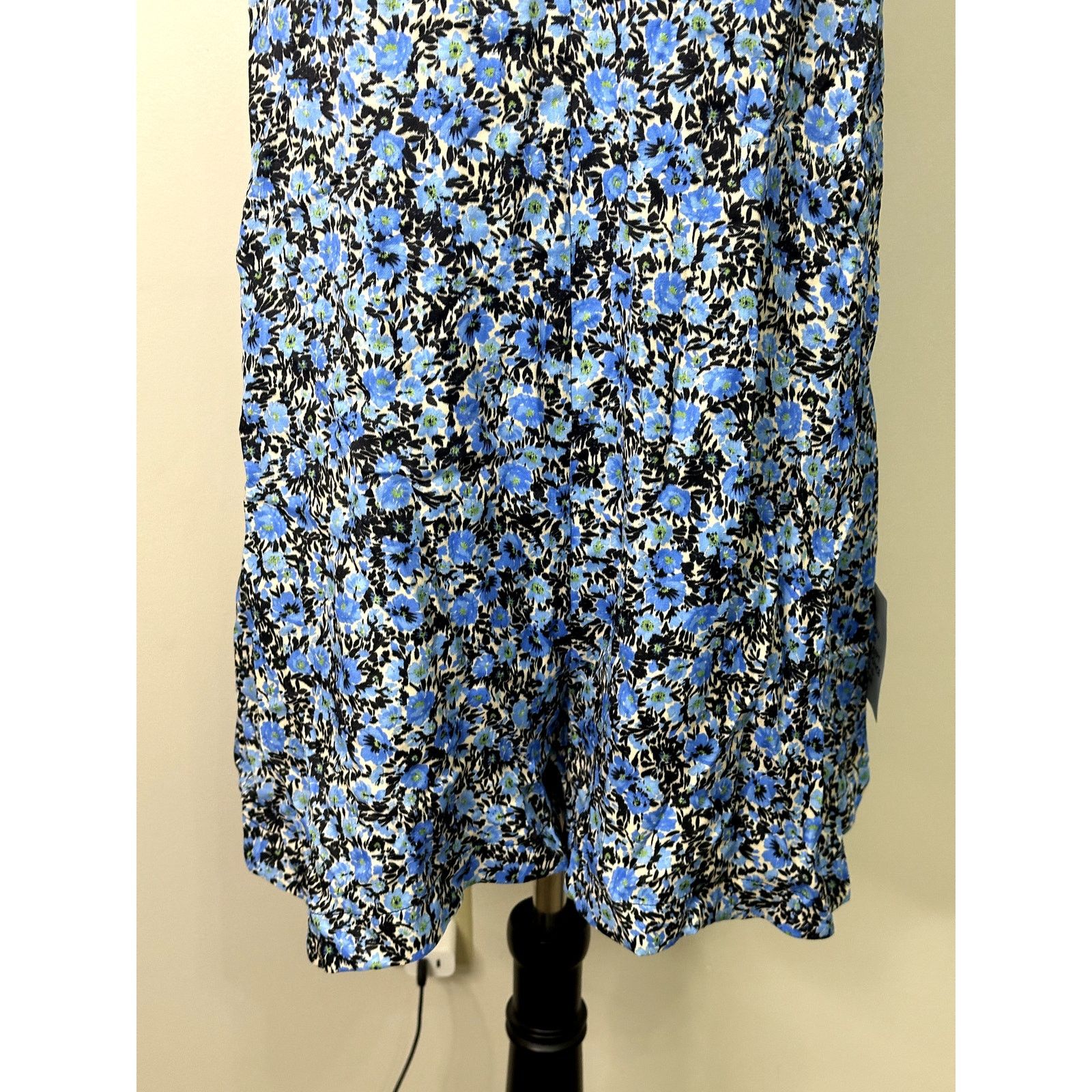 Topshop Topshop Women's Blue Grunge Floral Satin Romper 10 NWT Size 32" / US 10 / IT 46 - 4 Thumbnail