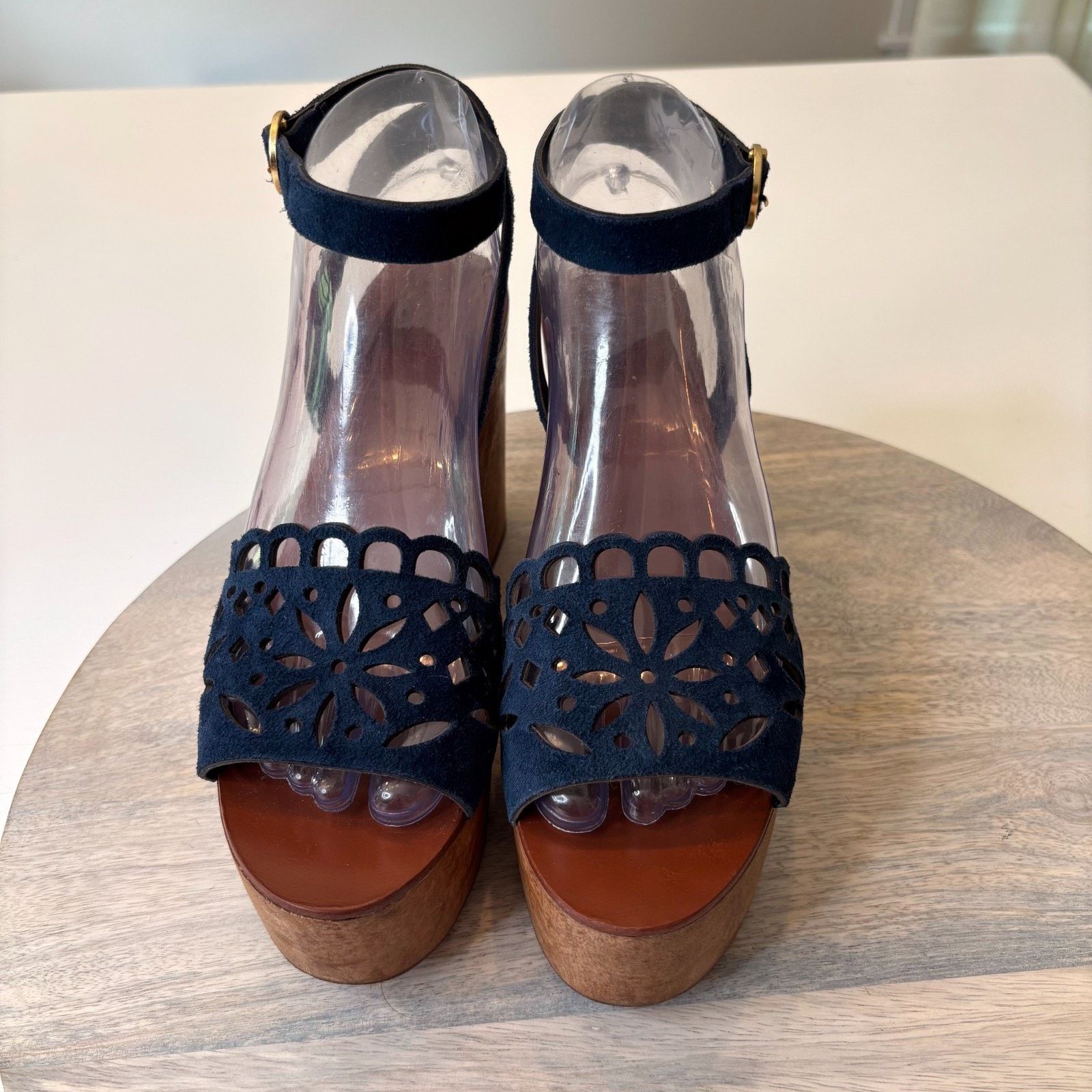 Tory Burch Tory Burch May Lancaster Blue Suede Platform Sandals Sz 6.5 Size US 6.5 / IT 36.5 - 6 Thumbnail