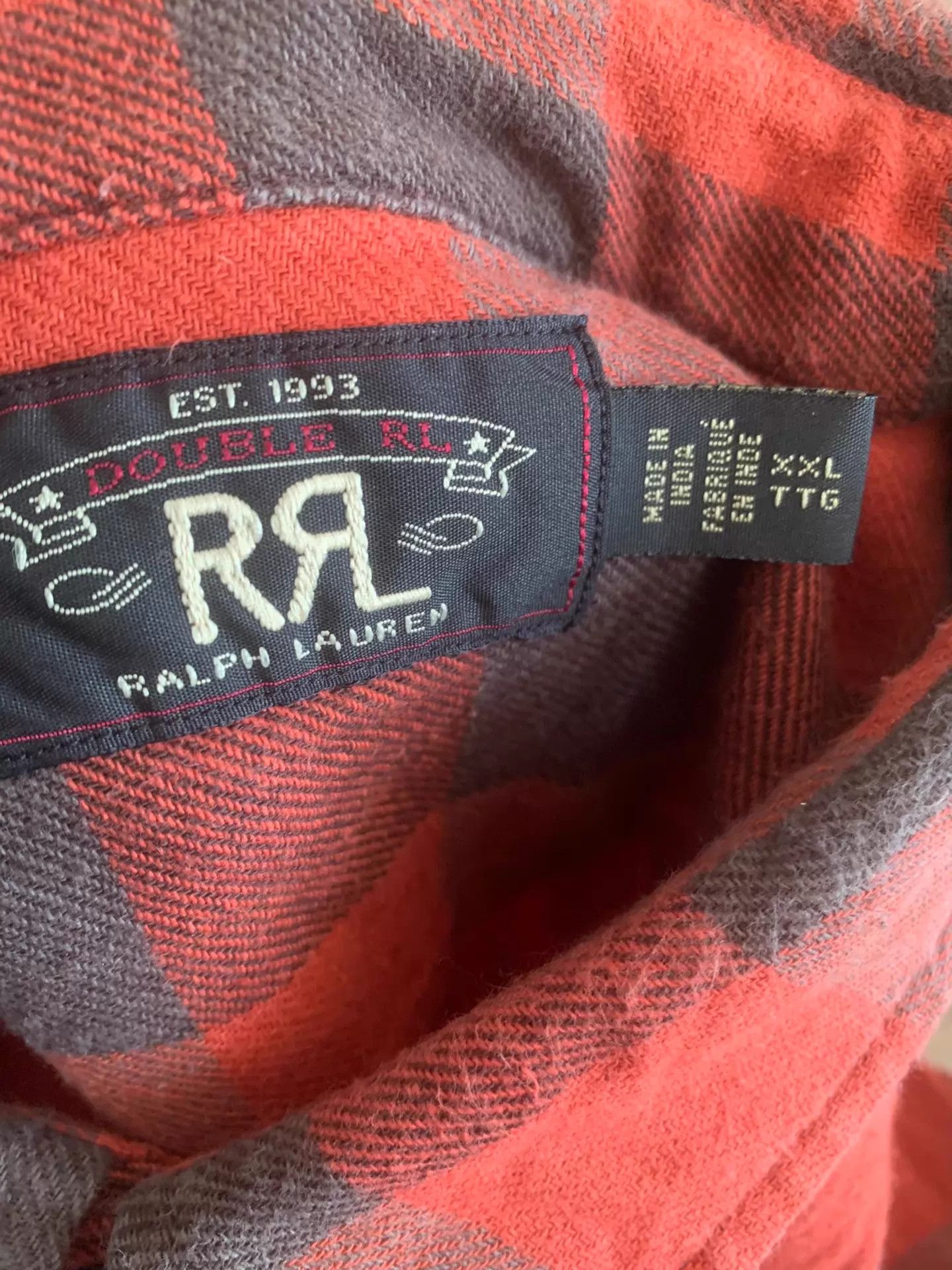 RRL Ralph Lauren RRL men's red black plaid vintage washed twill work shirt Size US XXL / EU 58 / 5 - 3 Thumbnail