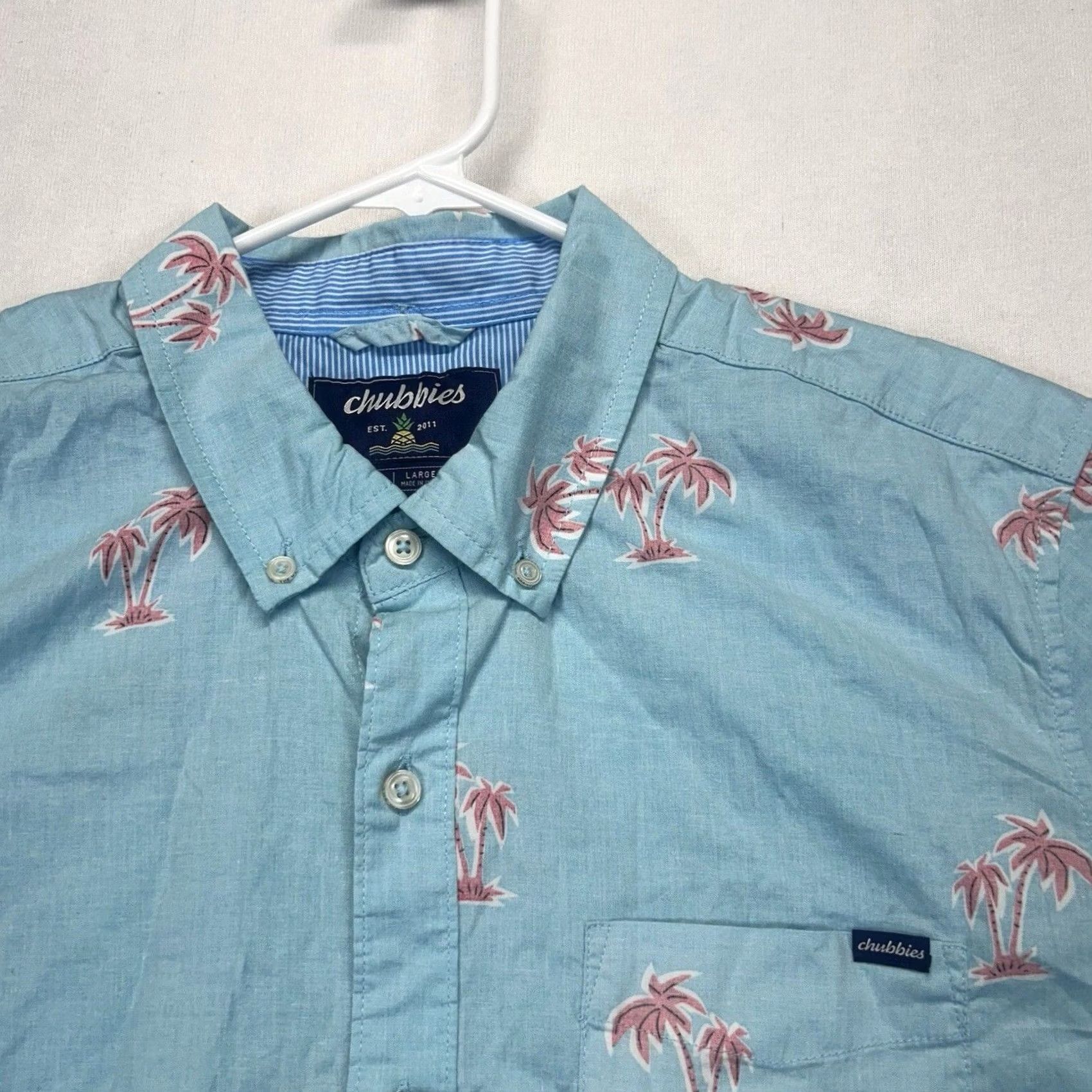 Chubbies Chubbies Button-Up Shirt Mens L Blue Palm Trees Geometric Beach Casual Shirt Size US L / EU 52-54 / 3 - 2 Thumbnail