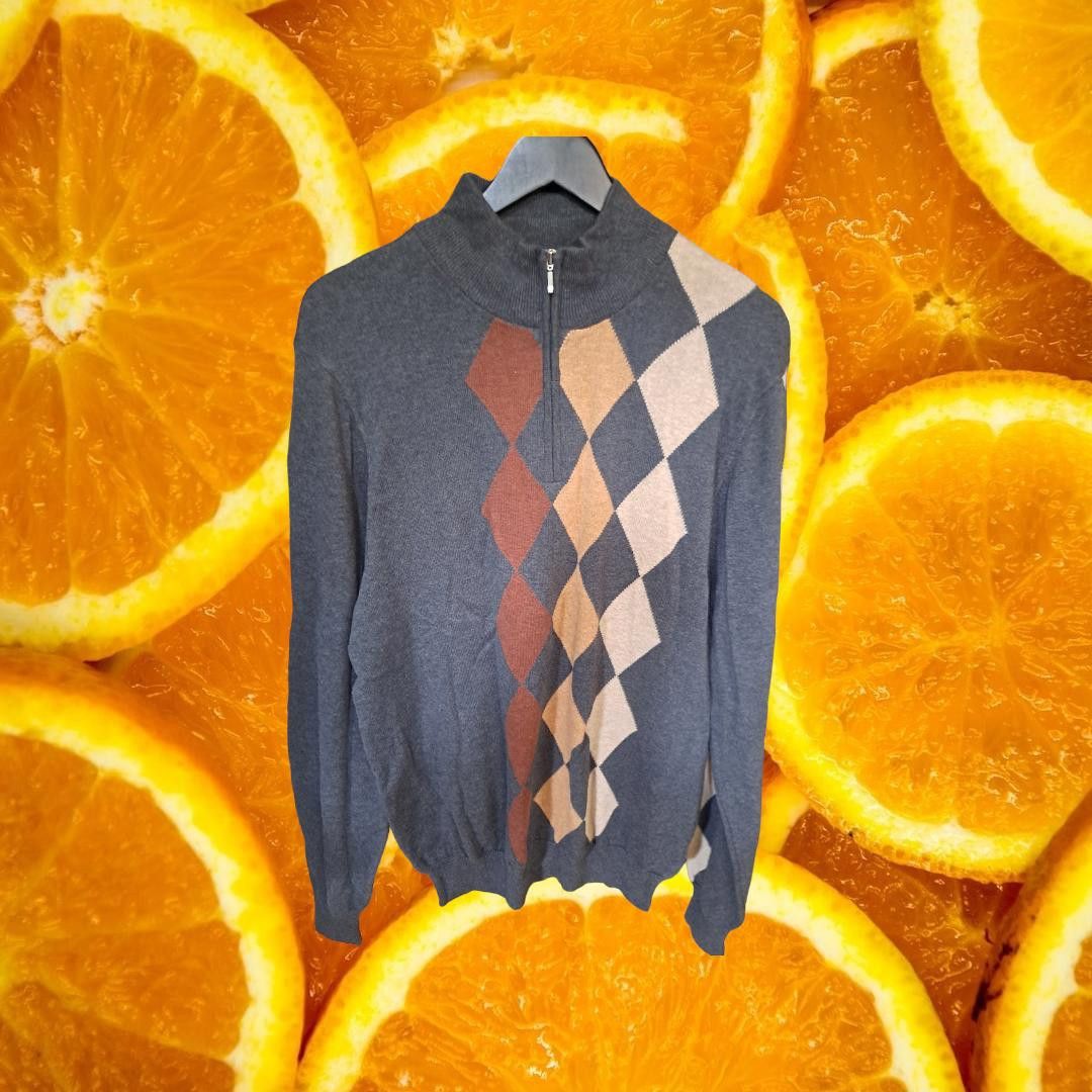Lyle & Scott Lyle & Scott Scotland Gray Half Argyle Sweater Size Medium Size US M / EU 48-50 / 2 - 1 Thumbnail
