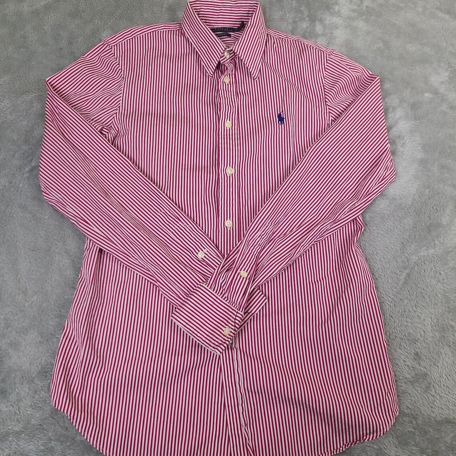 Lauren Ralph Lauren Ralph Lauren Women Red Striped Long Sleeve Button Down Shirt Size M / US 6-8 / IT 42-44 - 1 Thumbnail