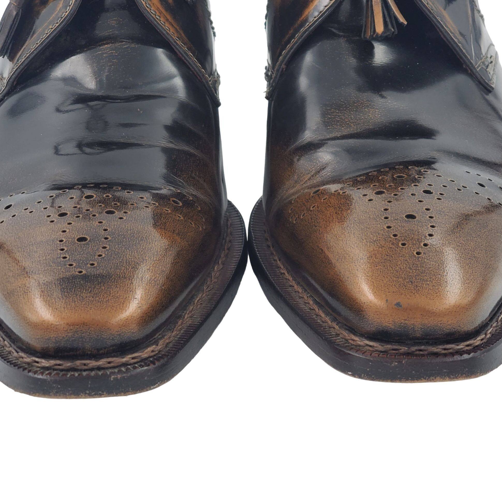 Mezlan Mezlan Spain Antiqued Brown Gloss Leather Chukka Boots 12M Size US 12 / EU 45 - 7 Thumbnail