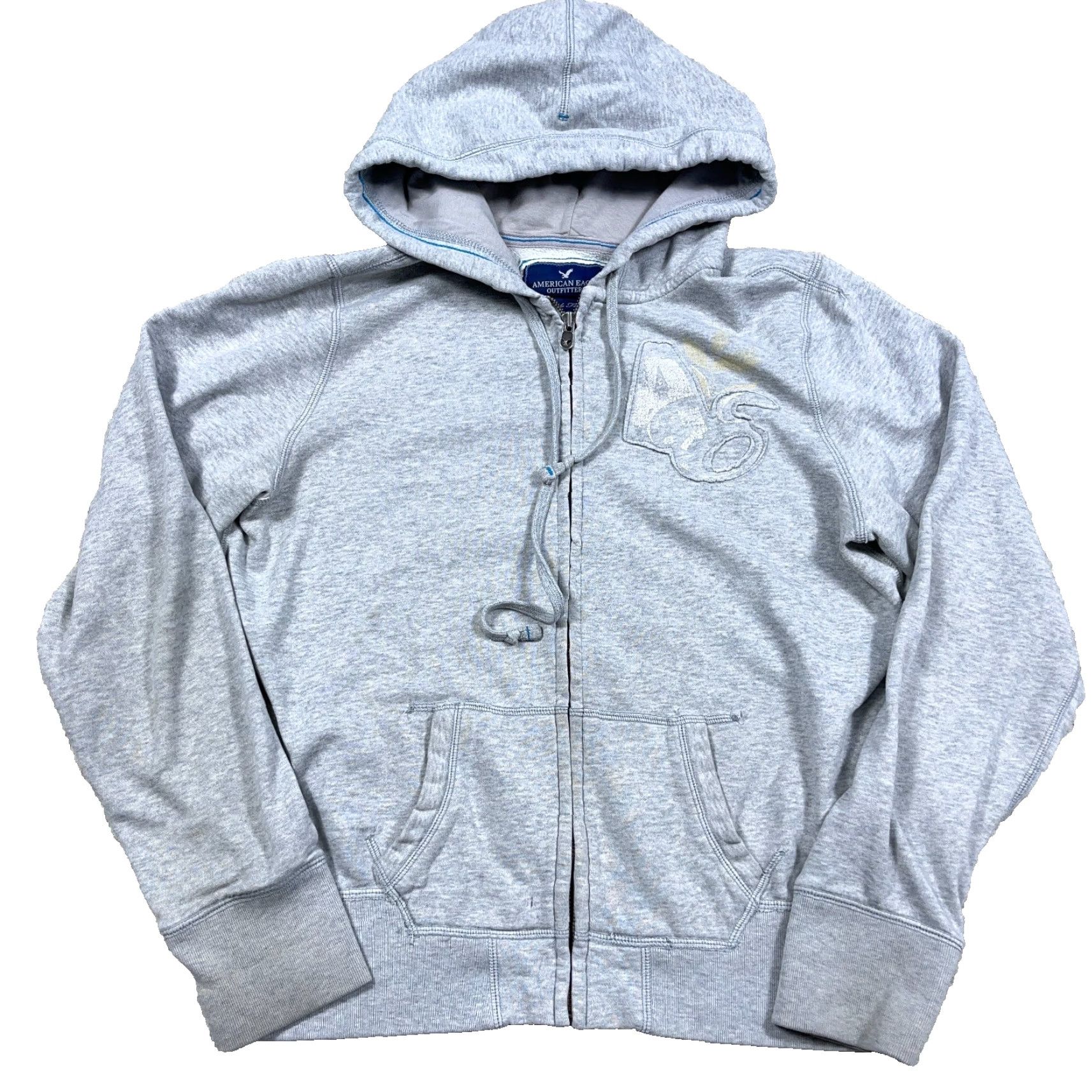 American Eagle Outfitters VINTAGE American Eagle Outfitters Hoodie Women XL Gray Full Zip Jacket Faded Stained Size XL / US 12-14 / IT 48-50 - 2 Thumbnail
