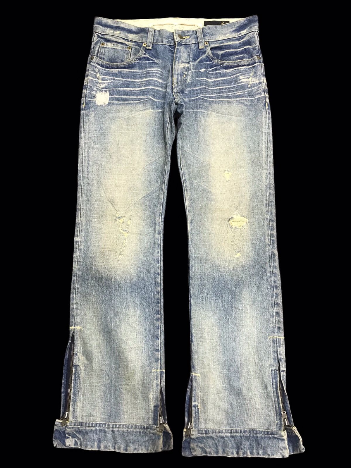 Japanese Brand 💥FLARE💥ARCHIVAL RICO STONE WASH DISTRESSED DENIM F132 Size US 32 / EU 48 - 1 Thumbnail