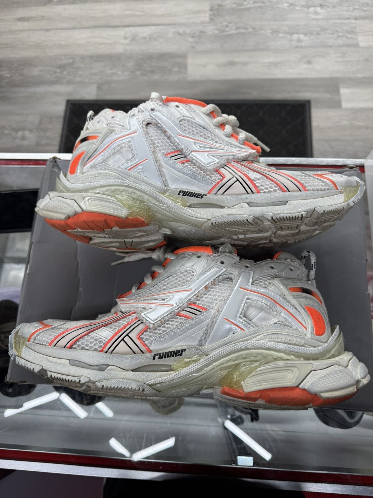 Balenciaga white orange balenciaga runners Size US 13 / EU 46 - 2 Thumbnail