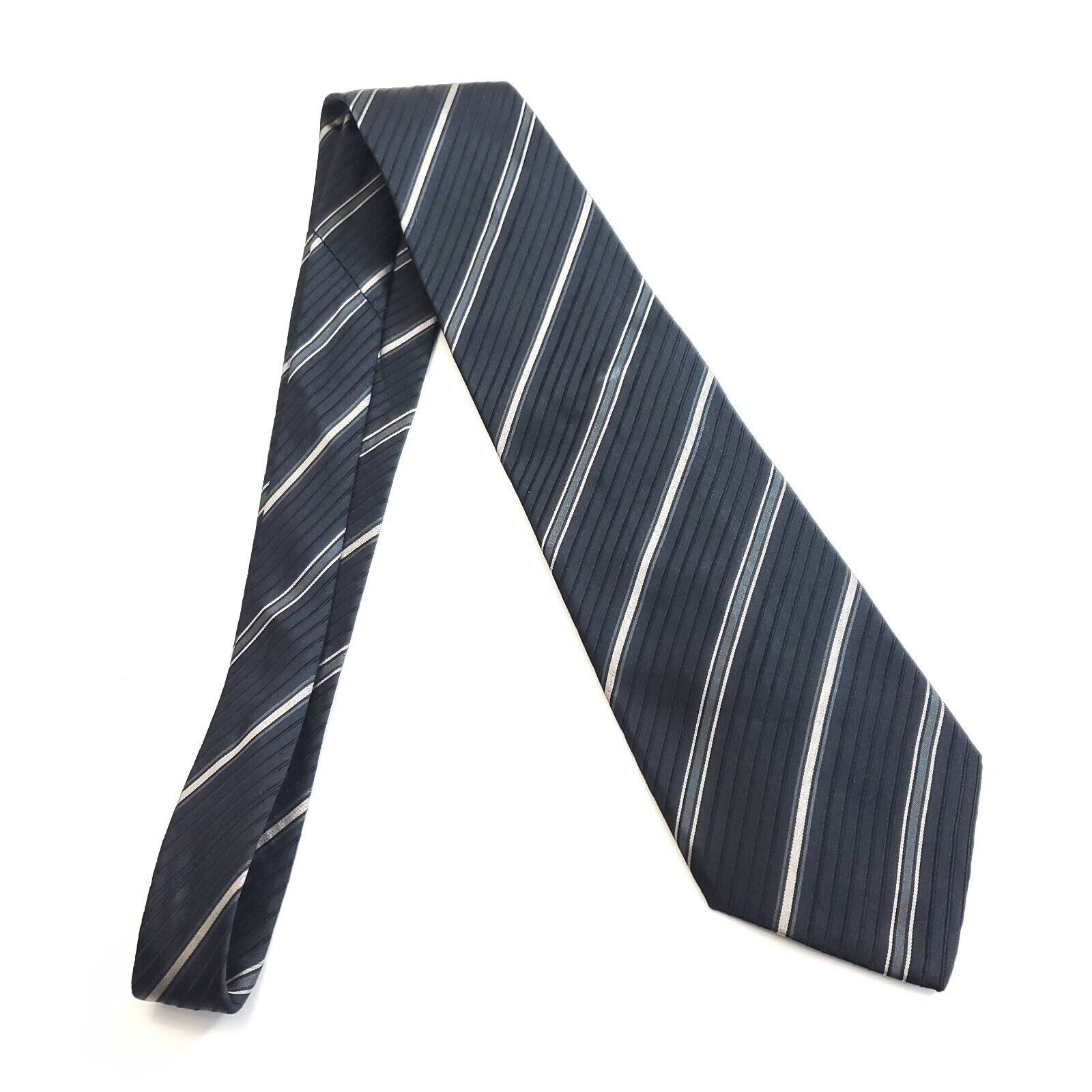 Canali Canali Gray Woven Striped Wide Silk Tie Size ONE SIZE - 7 Thumbnail