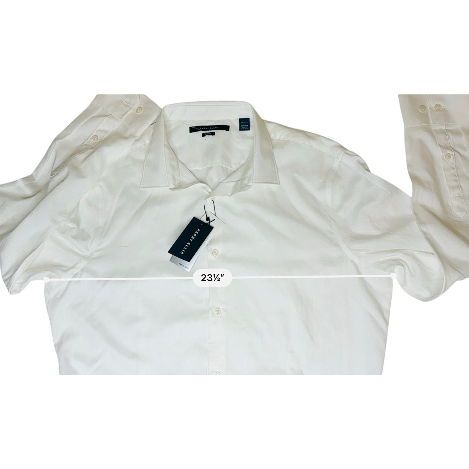 Perry Ellis Perry Ellis Slim Fit Party Wedding White Button Up Shirt XL Size US XL / EU 56 / 4 - 3 Thumbnail