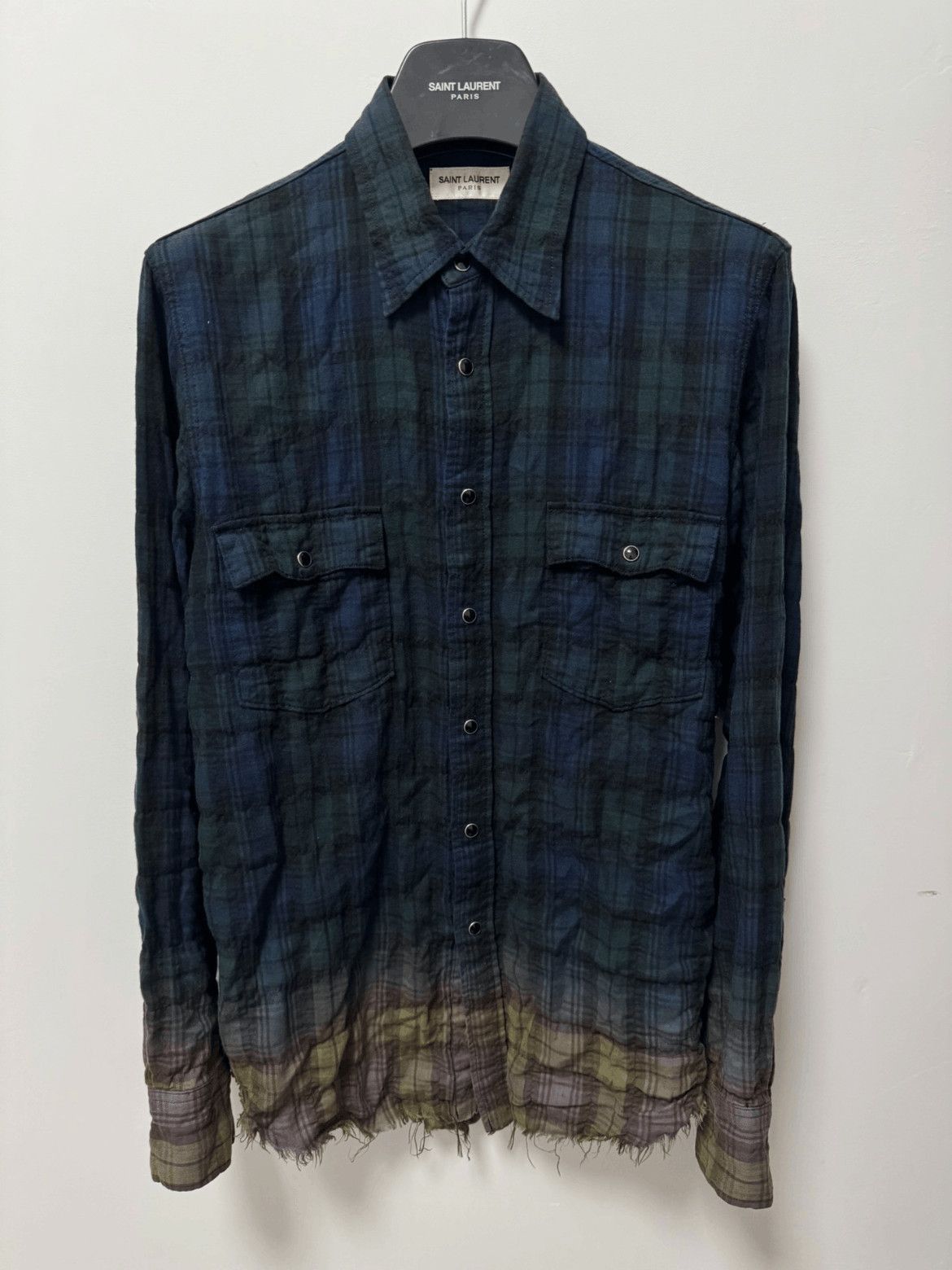 Saint Laurent Paris Saint Laurent Paris by Hedi 16SS Distressed Shirt-2508 Size US S / EU 44-46 / 1 - 1 Thumbnail