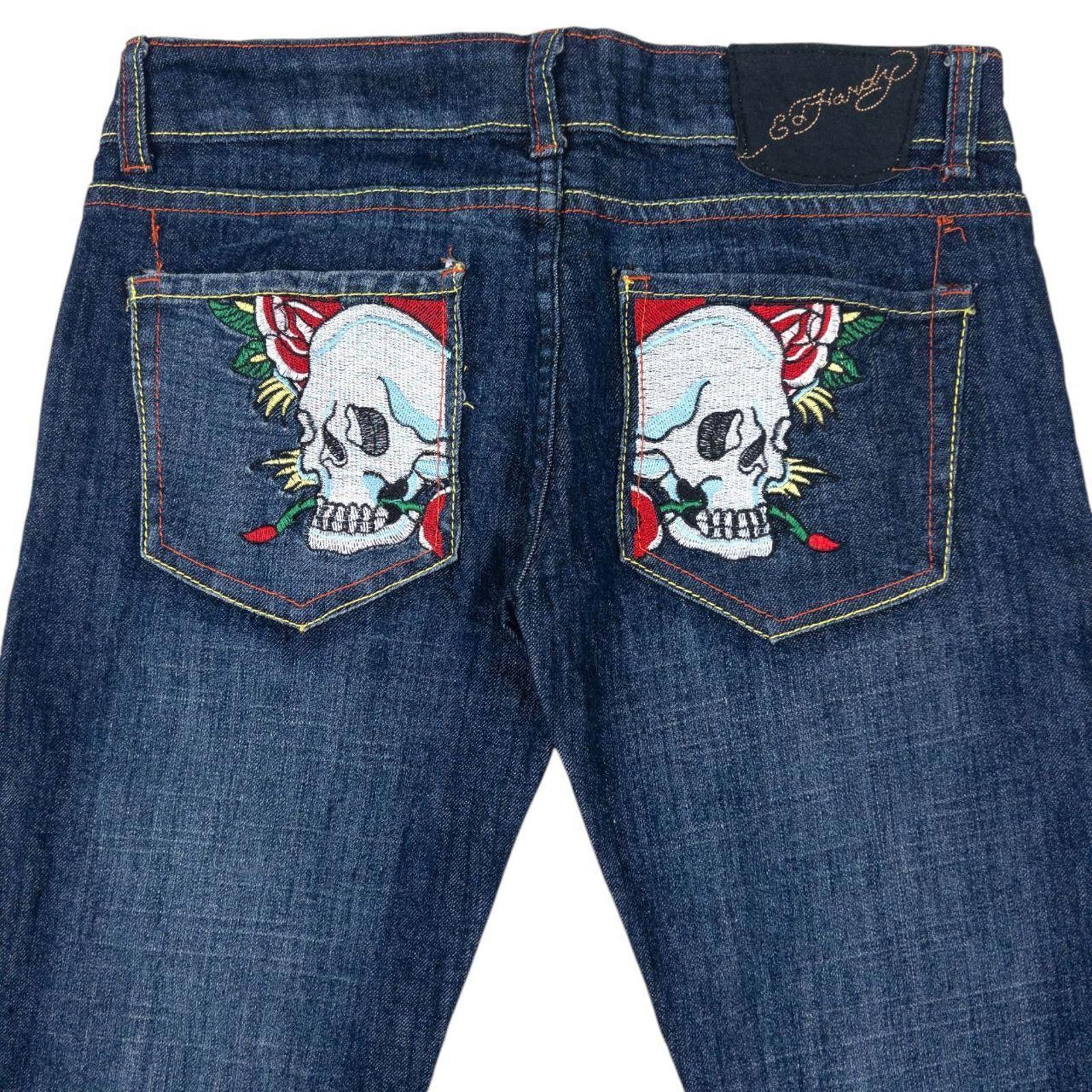 Ed Hardy Vintage 2000s Ed Hardy Skull Low Rise Denim Jeans Size W31 Size 31" - 1 Thumbnail