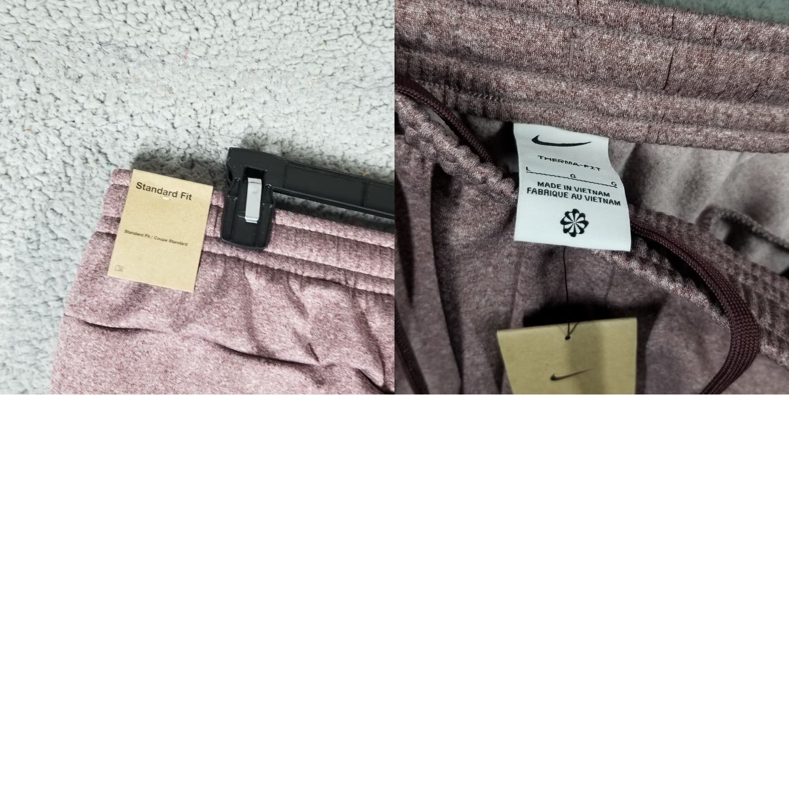 Nike Nike Therma-FIT Jogger Pants Large Mens Burgundy Black Fleece Tapered FZ1074-652 Size US 33 - 8 Thumbnail
