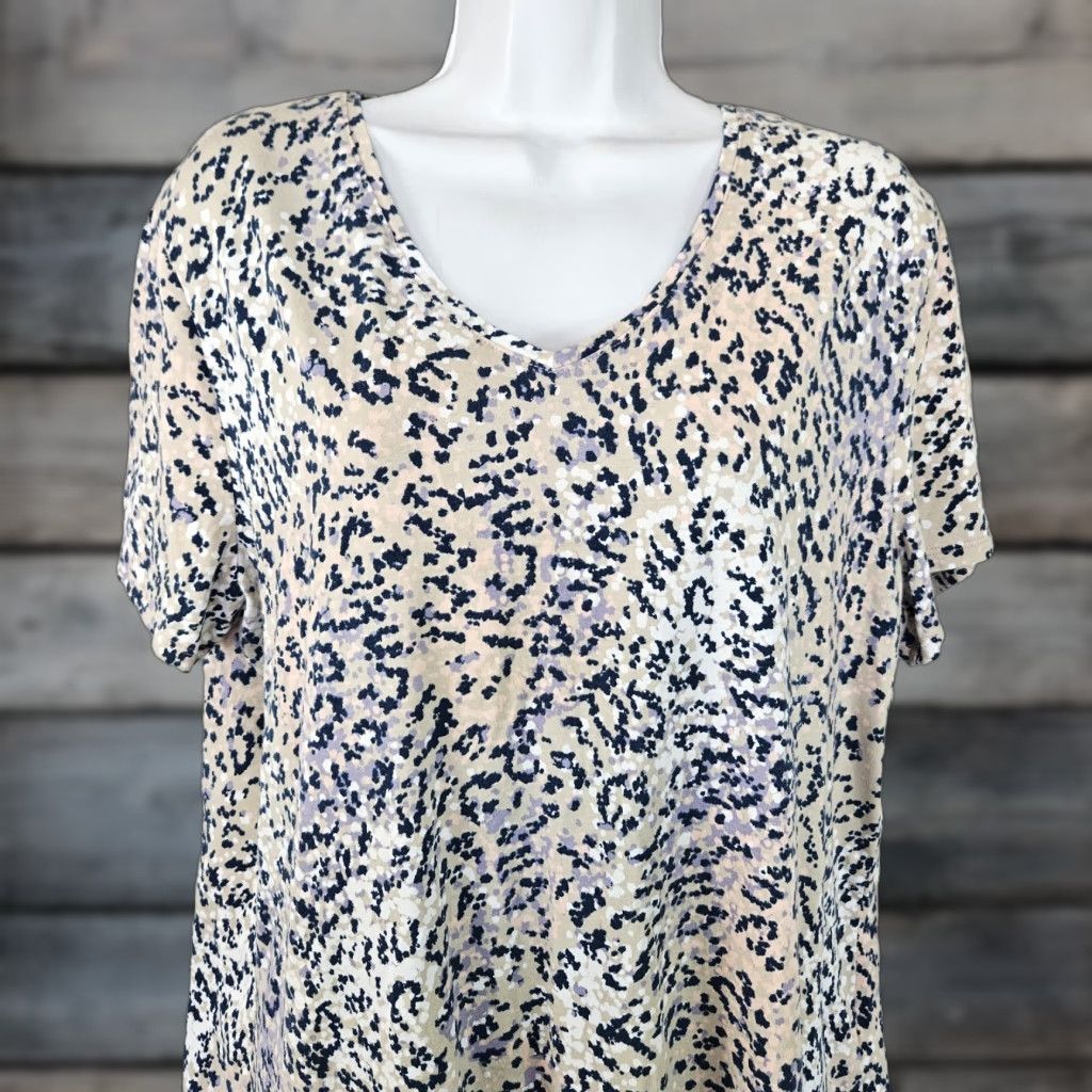 Vintage Chico's Weekends Womens Top XL Pink Beige Short Sleeve Cotton Blend Shirt Women XL Pink Beige Size XL / US 12-14 / IT 48-50 - 1 Thumbnail