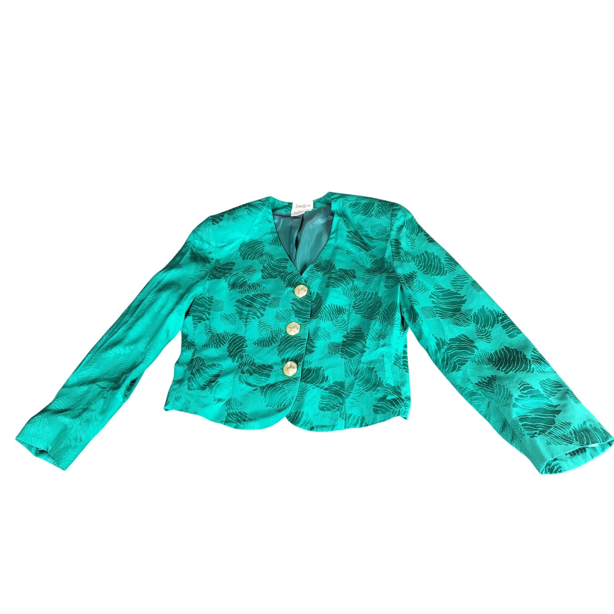 Neiman Marcus Vintage Neiman Marcus VNeck Blazer Women Sz 10 Green Floral Size L / US 10 / IT 46 - 1 Thumbnail