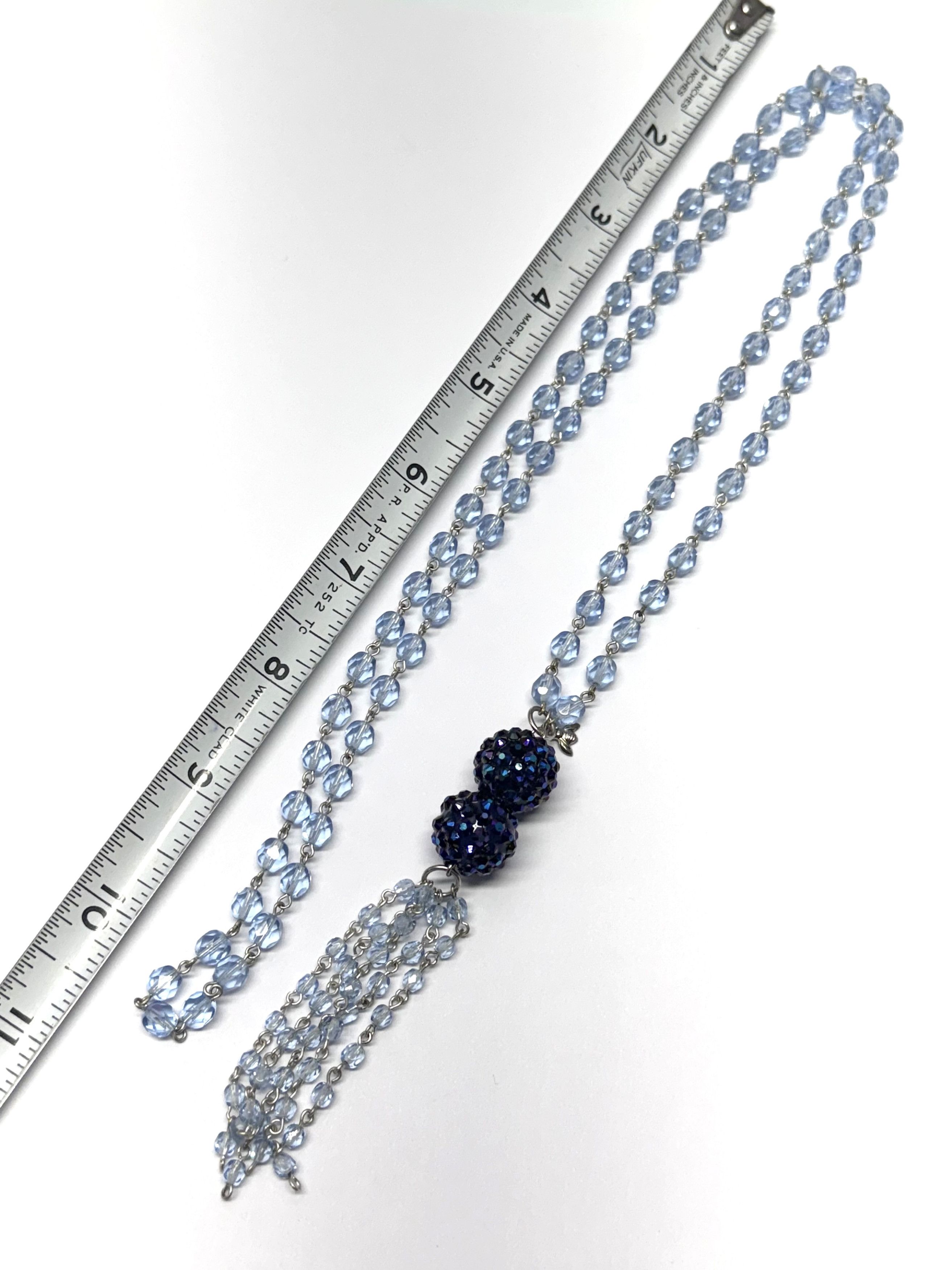 Vintage Vintage blue crystal beaded rhinestone tassel necklace Size ONE SIZE - 5 Thumbnail
