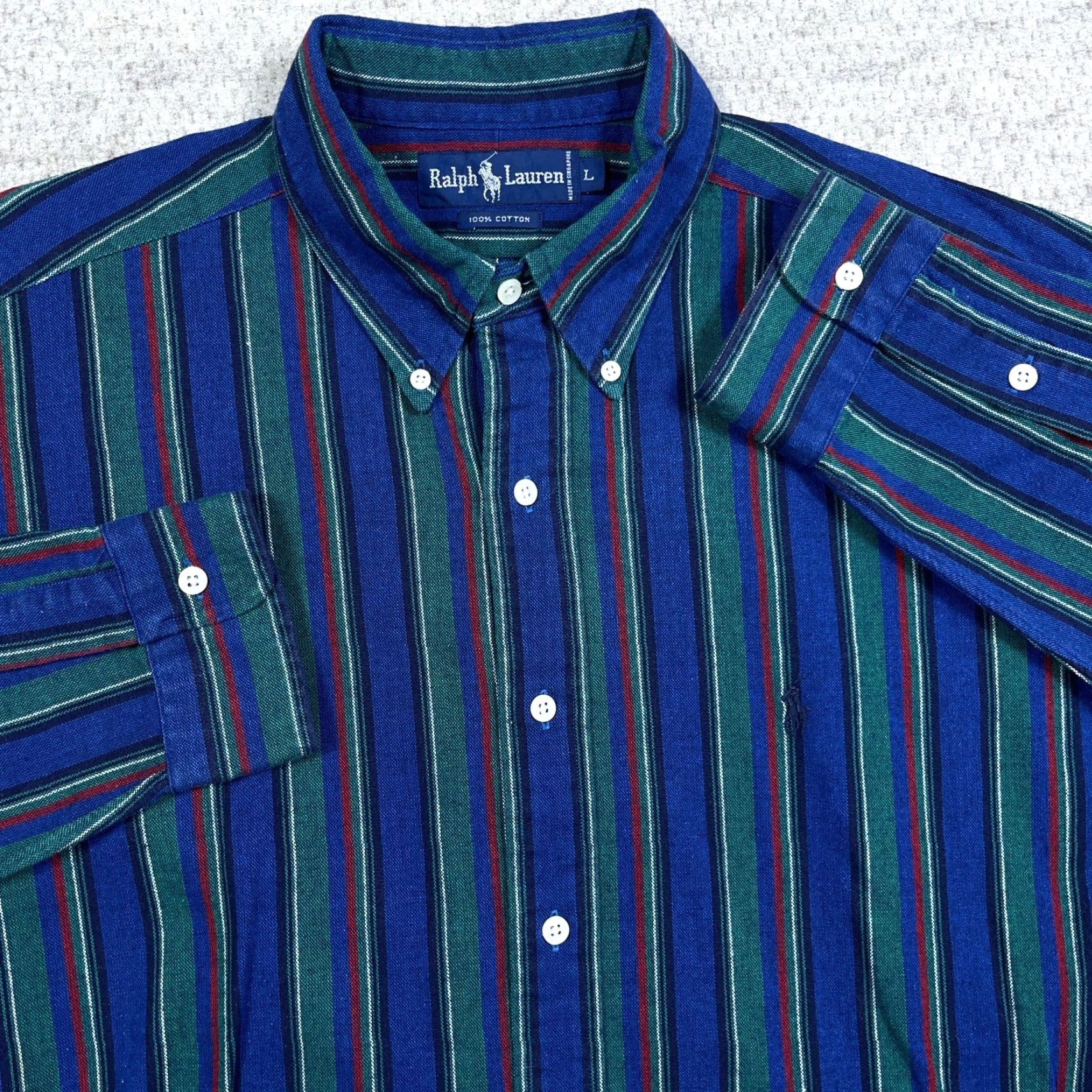 Ralph Lauren VINTAGE Ralph Lauren Shirt Men Medium Blue Button Up Oxford Cloth Striped Western VTG Size US M / EU 48-50 / 2 - 2 Thumbnail