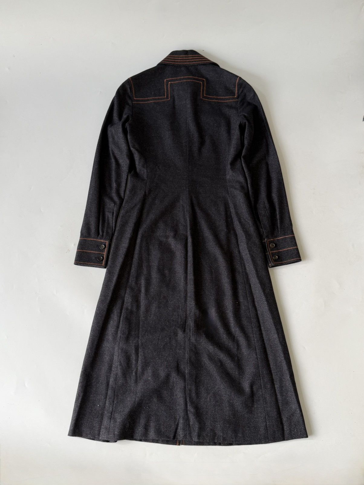 Celine 1990’s Celine Long Sleeved Charcoal Denim Maxi Shirt Dress Size XS / US 0-2 / IT 36-38 - 2 Thumbnail