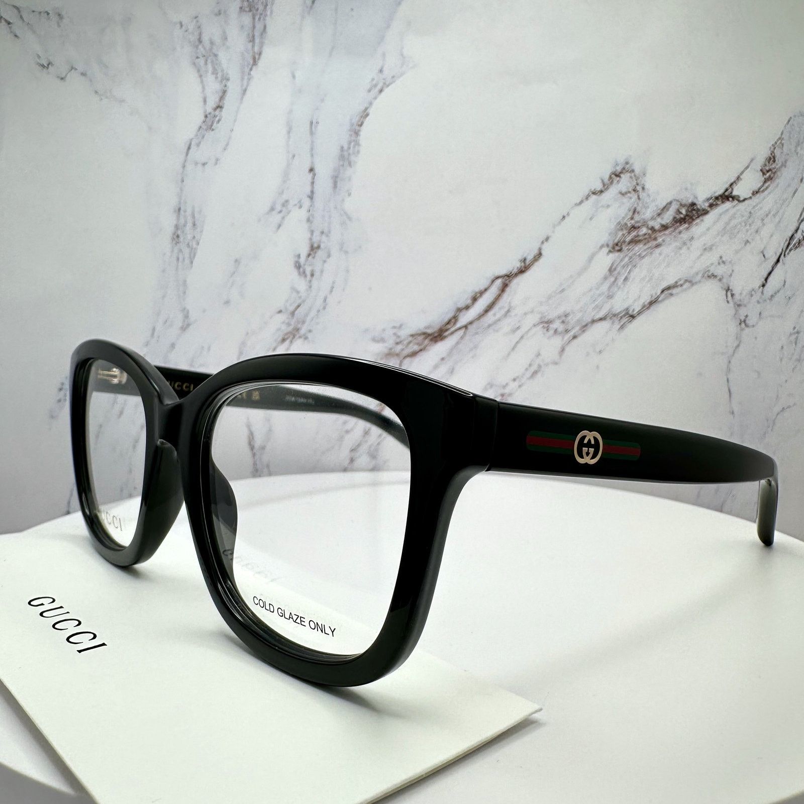 Gucci New GUCCI Eyeglasses Black Square GG Logo Red Green Web Size ONE SIZE - 5 Thumbnail