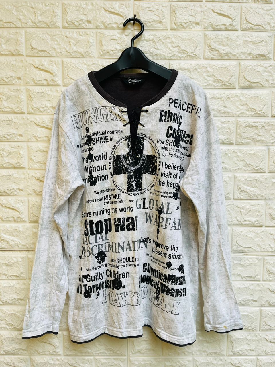image of Vintage Beaumere Stop War Designer Fashion Style in White, Men's (Size Large)