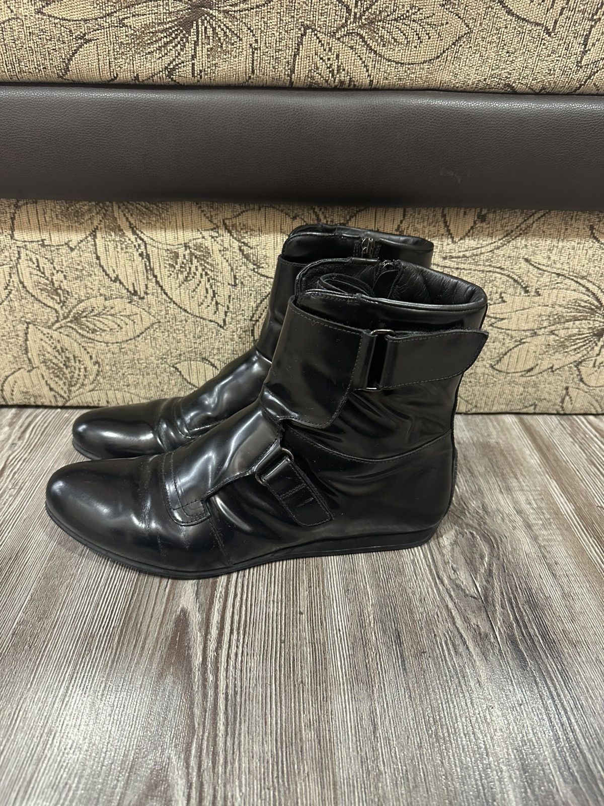 Leather × Prada × Vintage Vintage early 2000s Prada leather moto boots size 8,5 Size US 8.5 / EU 41-42 - 2 Thumbnail