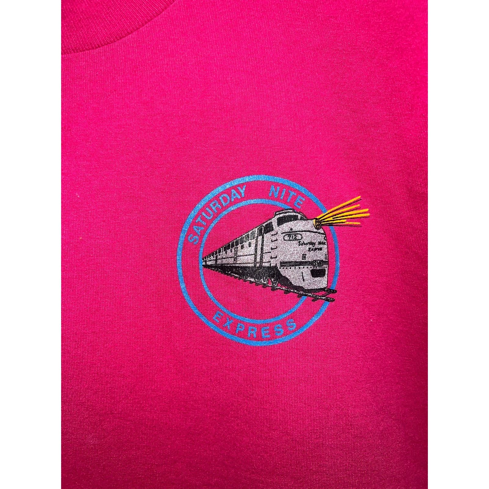 Fruit Of The Loom Vintage Saturday Nite Express Shirt Night Pink Tee 90s XL Size US XL / EU 56 / 4 - 3 Thumbnail