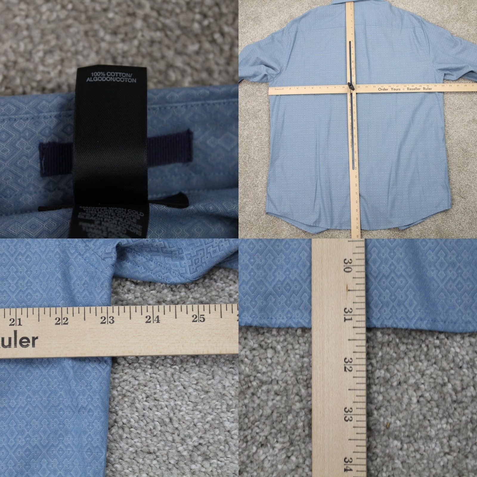 Liz Claiborne Claiborne Shirt Mens Large Blue Gray Reflections Modern Fit Cotton L/S Button-Up Size US L / EU 52-54 / 3 - 8 Thumbnail