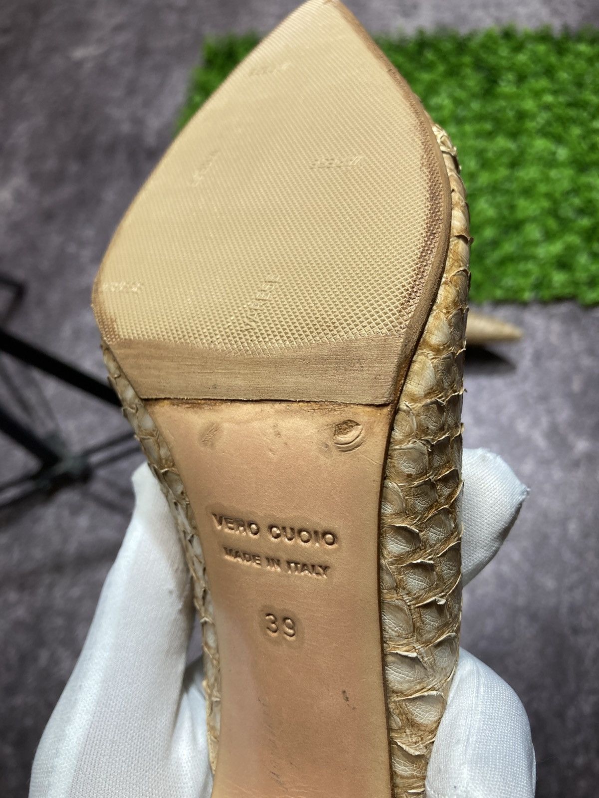 Other NANDO MUZI Mules Heels Toe Python Leather Gold Size US 9 / IT 39 - 9 Thumbnail