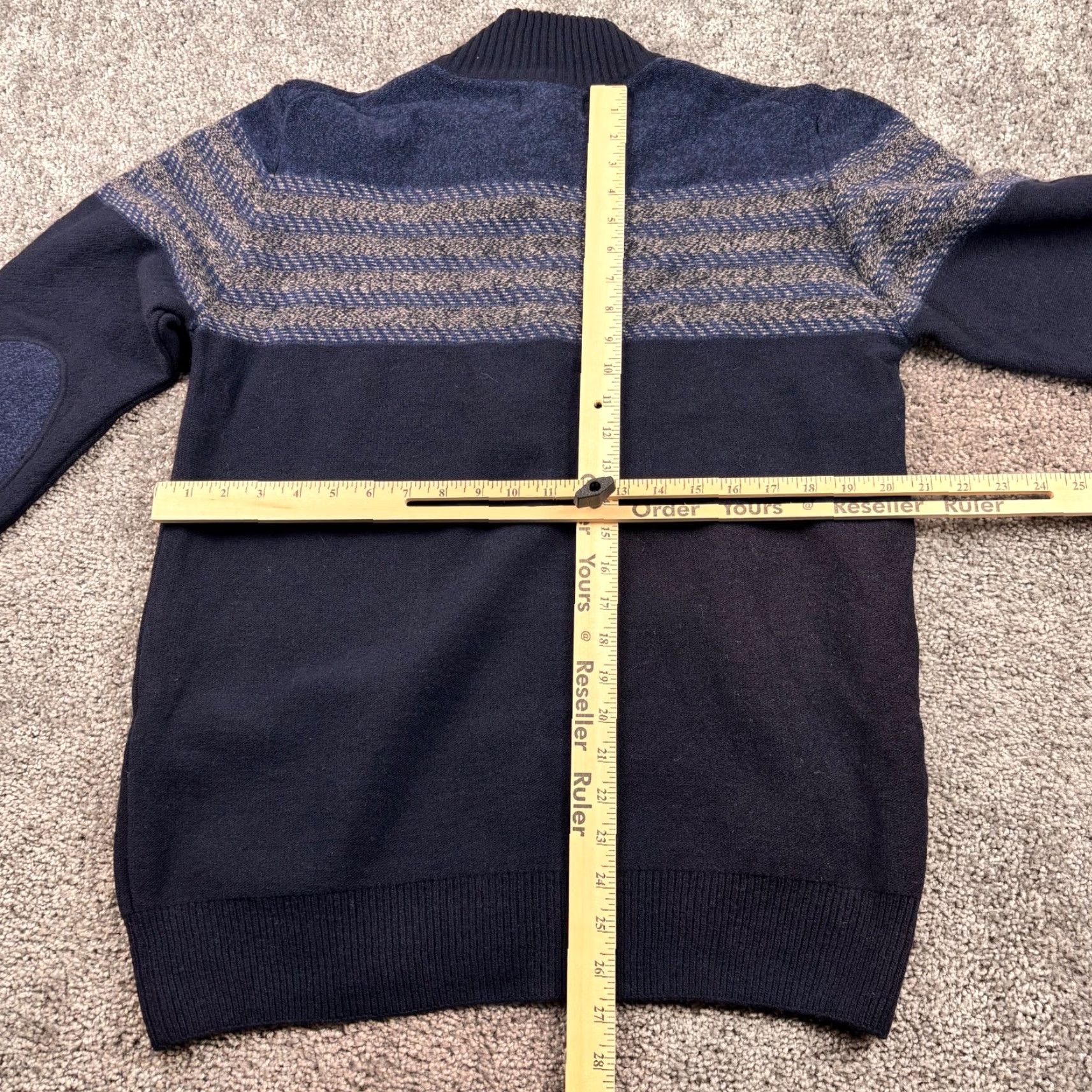 La Martina La Martina Sweater Men L Navy Wool Blend Elbow Patches Henley Button Long Sleeve V-Neck Knit Logo Zipper Shirt Mens Size US L / EU 52-54 / 3 - 5 Thumbnail
