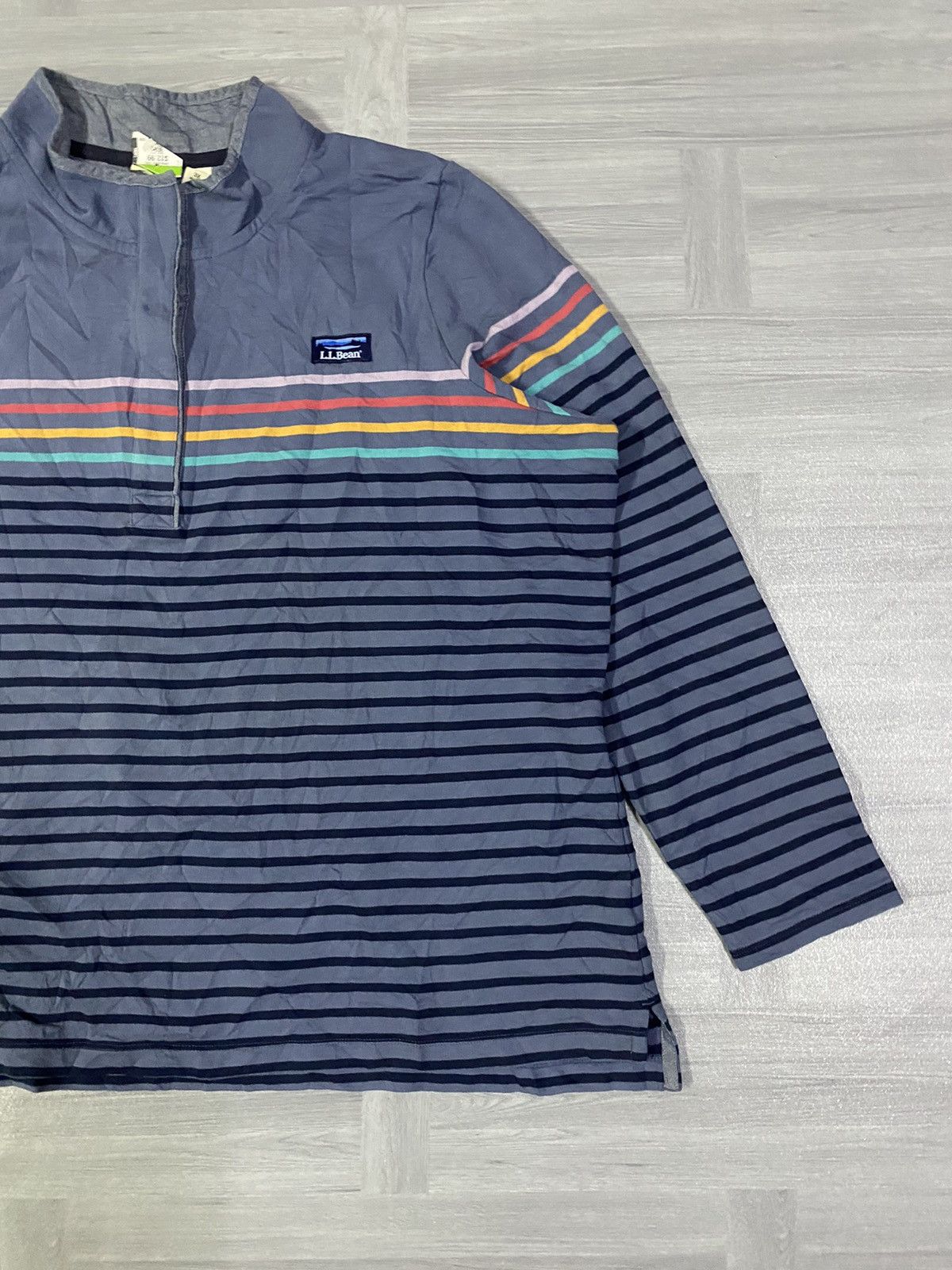 Women’s L.L. Bean Vintage Style Pullover Denim MocNeck Blue