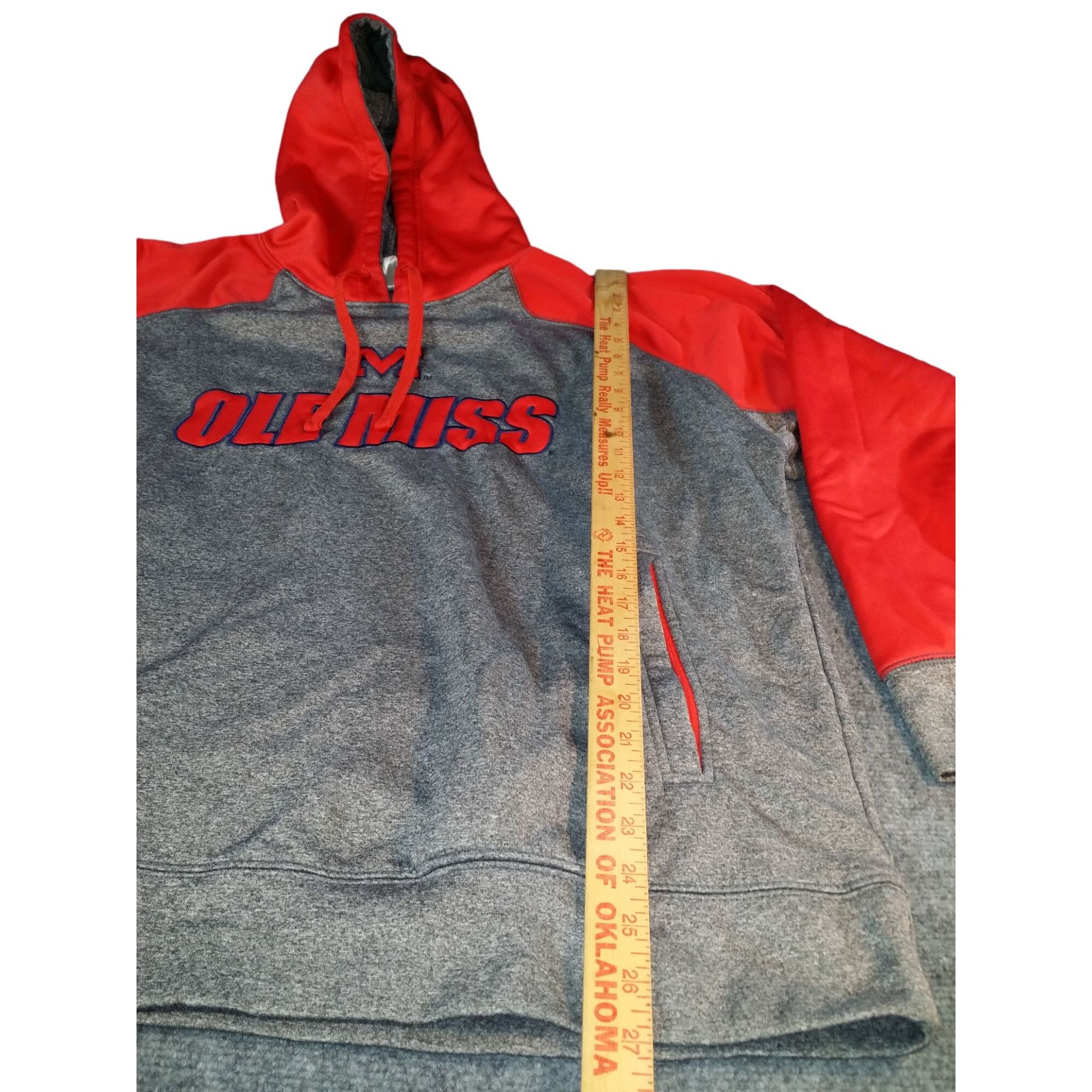 NCAA Ole Miss Rebels Hoodie Men Sz XL Gray Red Pullover Embroider Size US XL / EU 56 / 4 - 3 Thumbnail