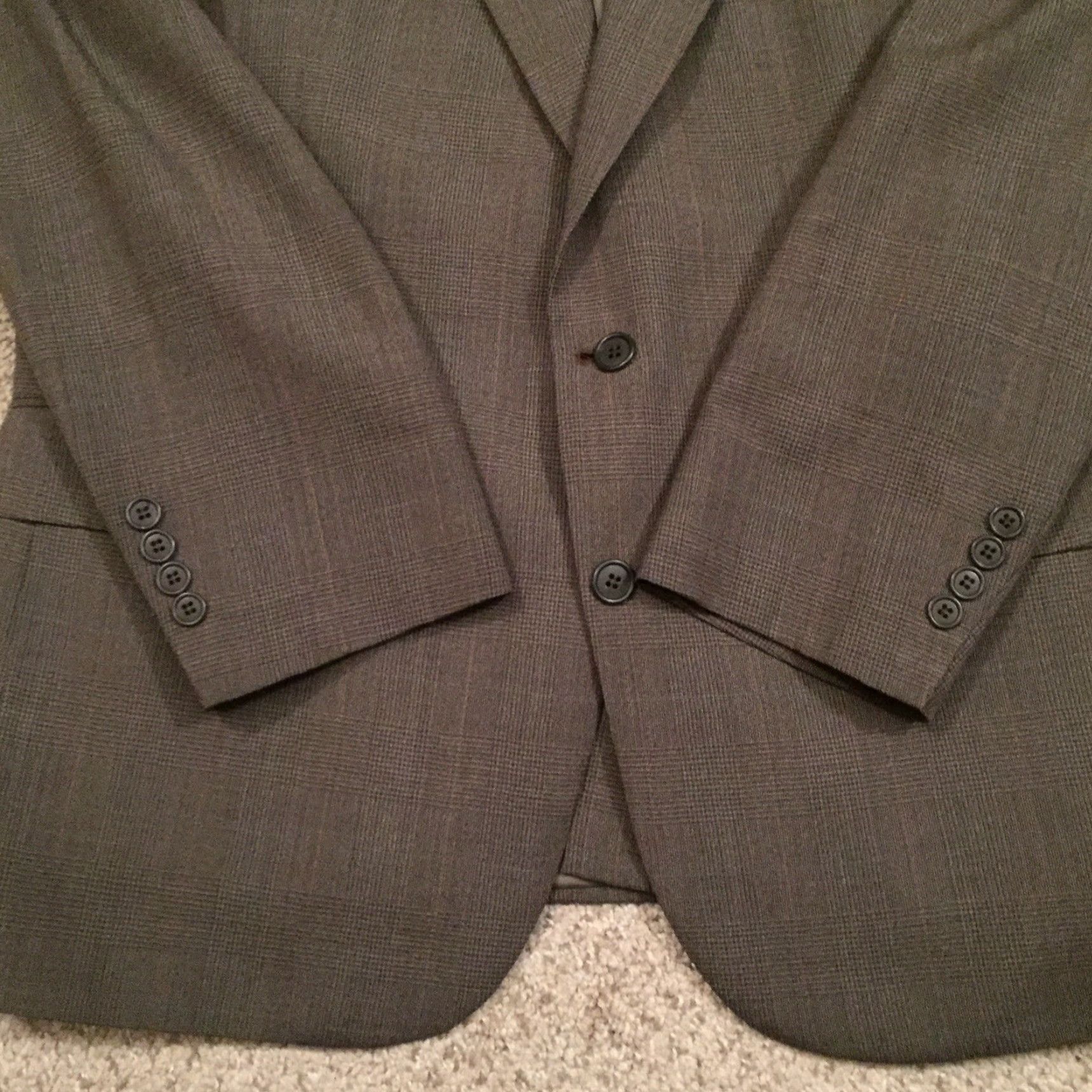 Stafford Stafford Blazer Mens Size 44 Gray Plaid Two Button Single Vented Worsted Wool Jacket Coat Men Notch Lapel 2 Piece Regular Built In 44 Chest Size 44R - 4 Thumbnail