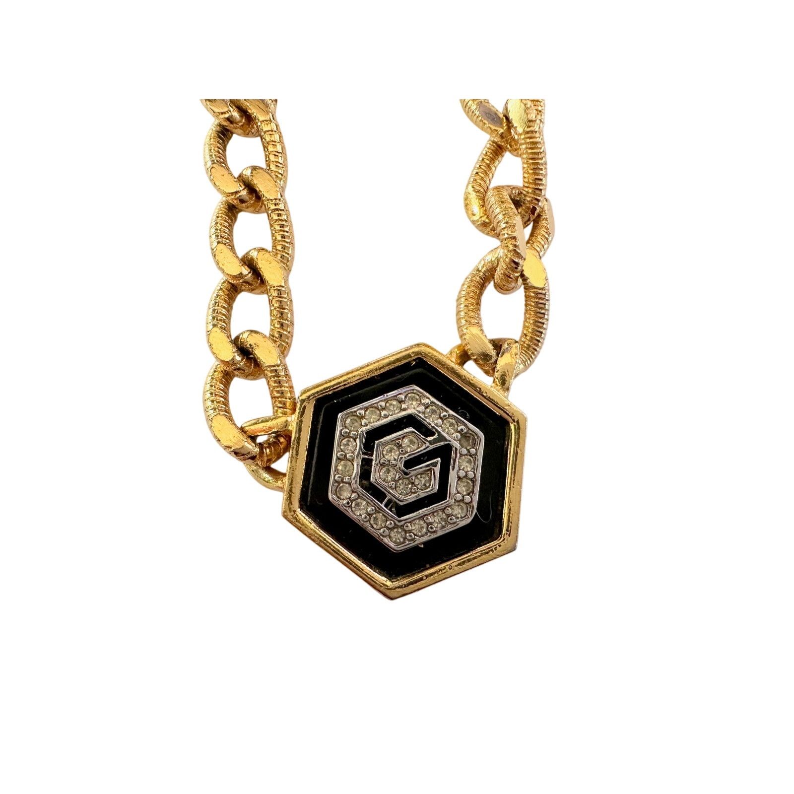 Givenchy Givenchy Vintage (1978) Necklace with "G" in Black Hexagon Size ONE SIZE - 8 Thumbnail