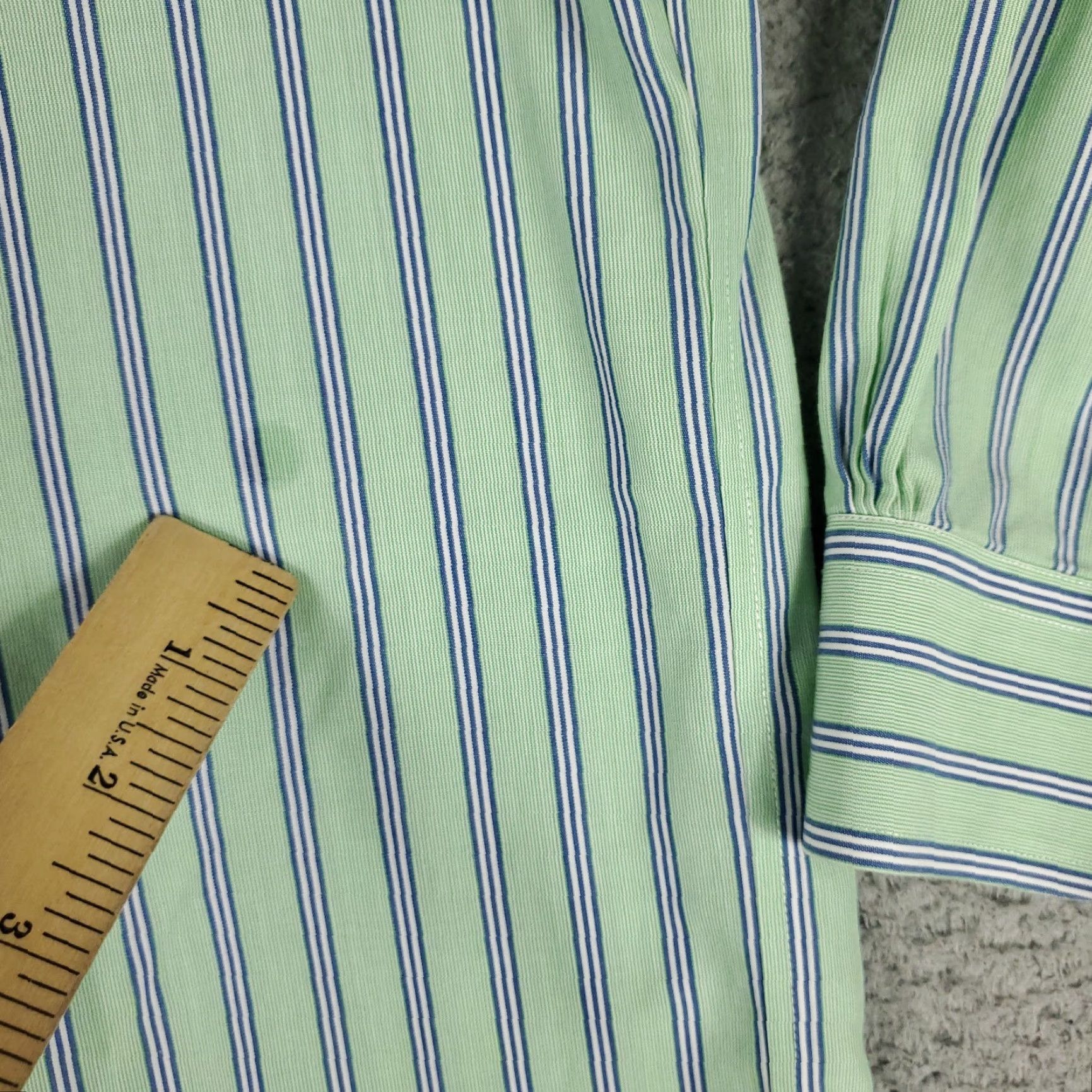 Brooks Brothers VINTAGE Brooks Brothers Shirt Mens 16.5 Green Stripe Regent Dress Button Up Long Sleeve Size 46R - 3 Thumbnail