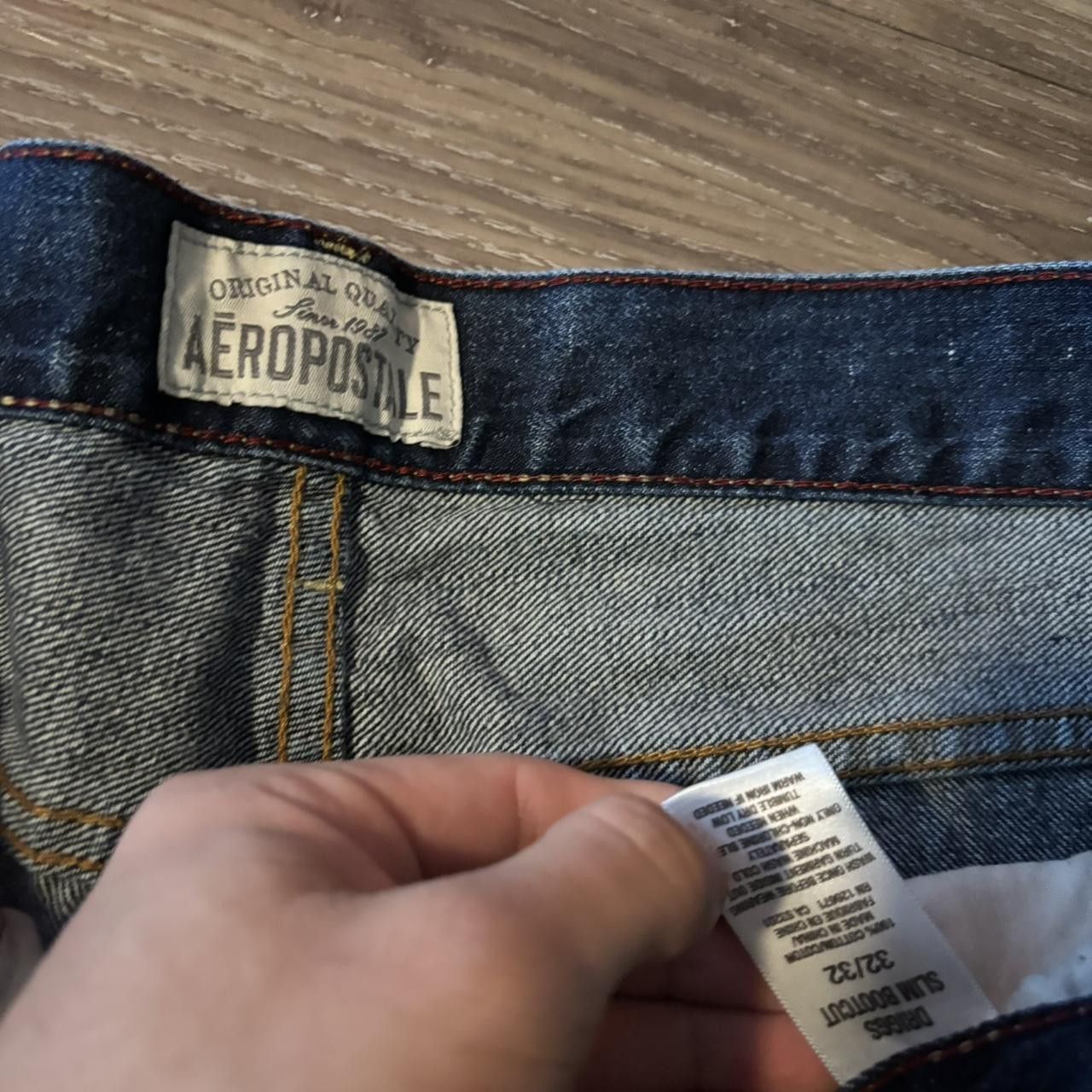 Aeropostale Crazy Vintage Y2K/2000s Grunge Aeropostale Dark Wash Distressed Denim Jeans! 32x32 Size US 32 / EU 48 - 8 Thumbnail