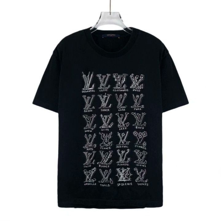 Louis Vuitton Louis Vuitton Black Logo Embroidered Cotton T-Shirt Size US M / EU 48-50 / 2 - 1 Thumbnail