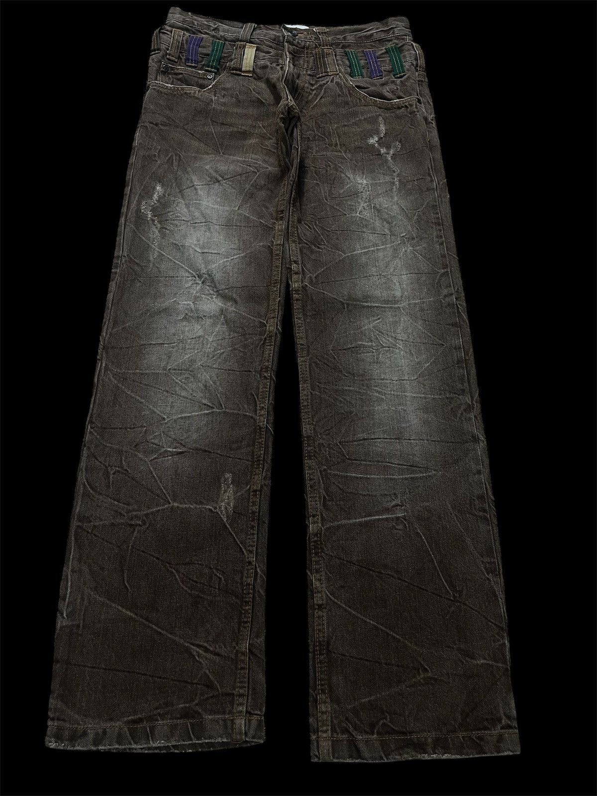 Japanese Brand × Seditionaries 💥INSANE 90s DOUBLE WAIST NYLAUS MUDWASH JEANS 💥 Size US 29 - 1 Thumbnail