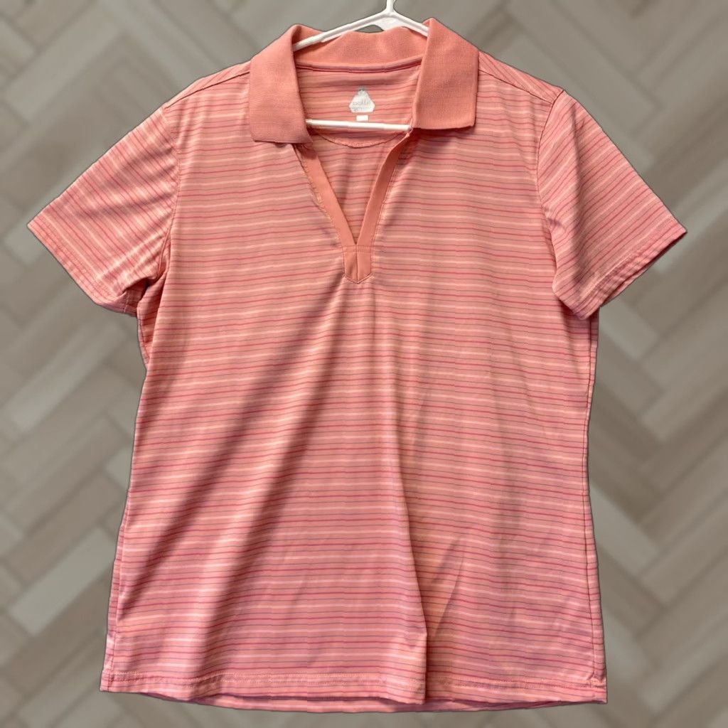 Pinko Bolle Pink Patterned Golf Shirt Stripes L Polo Women Short Sleeve Tech Size Large /115-39 Size L / US 10 / IT 46 - 1 Thumbnail