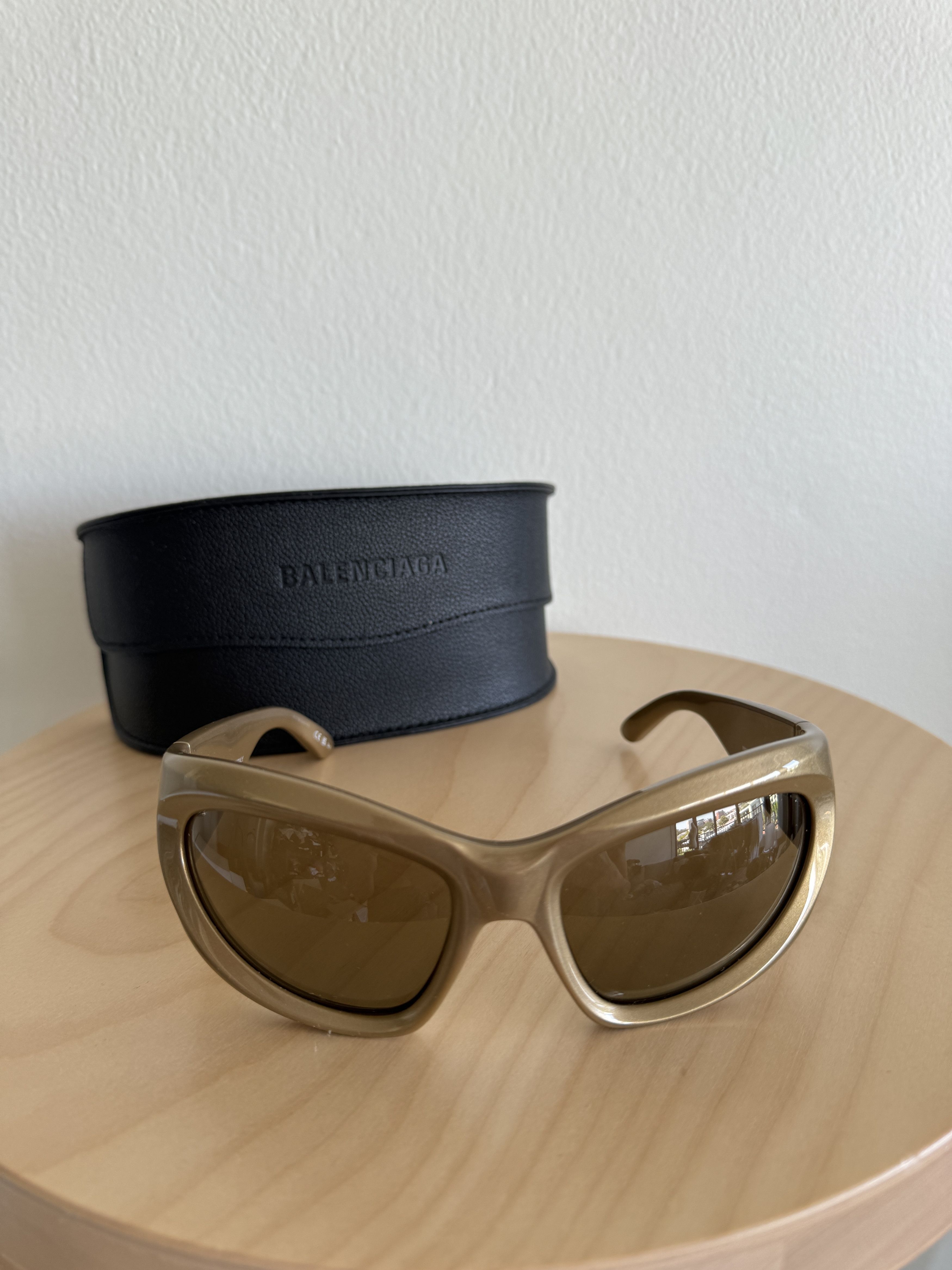 Balenciaga sunglasses glasses womens mens optical BB0228S 004 gold wrap |  Grailed