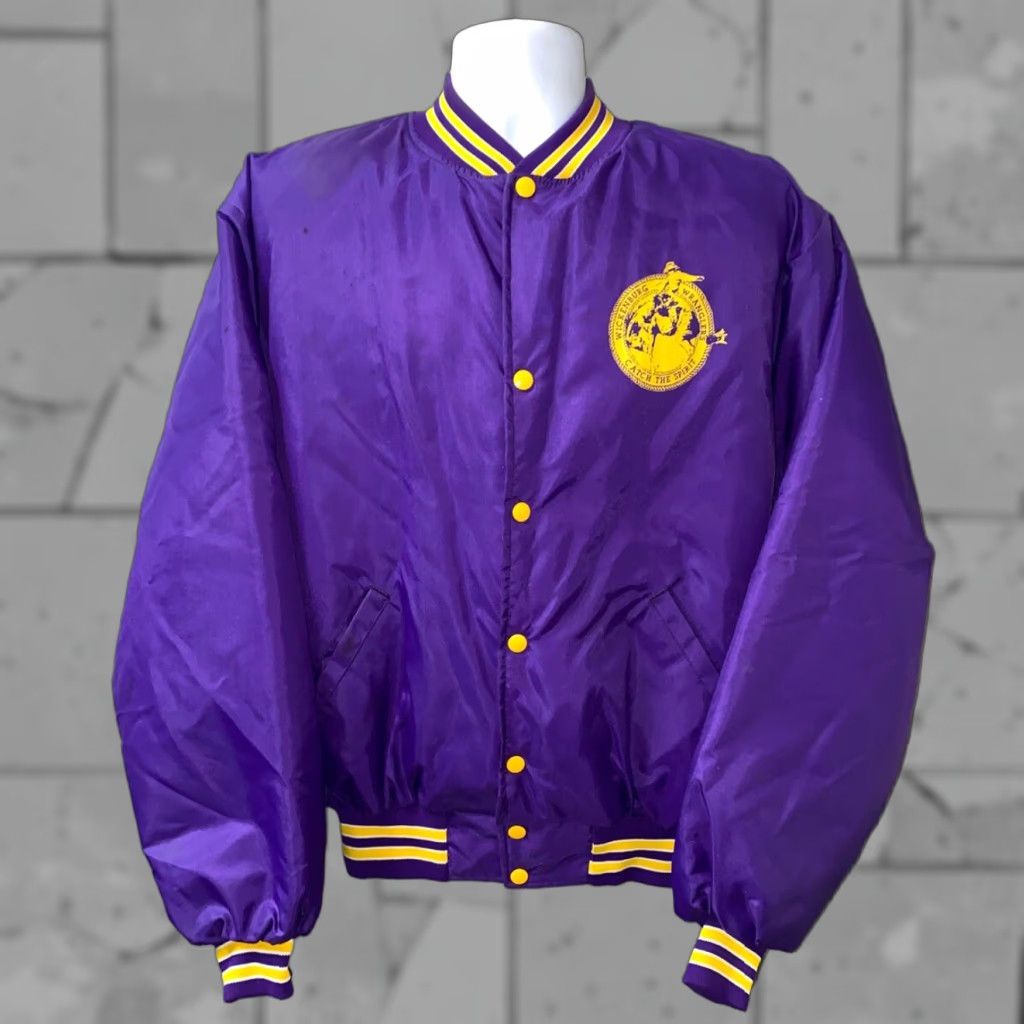 Vintage VINTAGE Howe Jacket Mens Purple/Yellow Quilt Lined Snap Button XL Yellow Regular Nylon Coat Size US XL / EU 56 / 4 - 1 Thumbnail