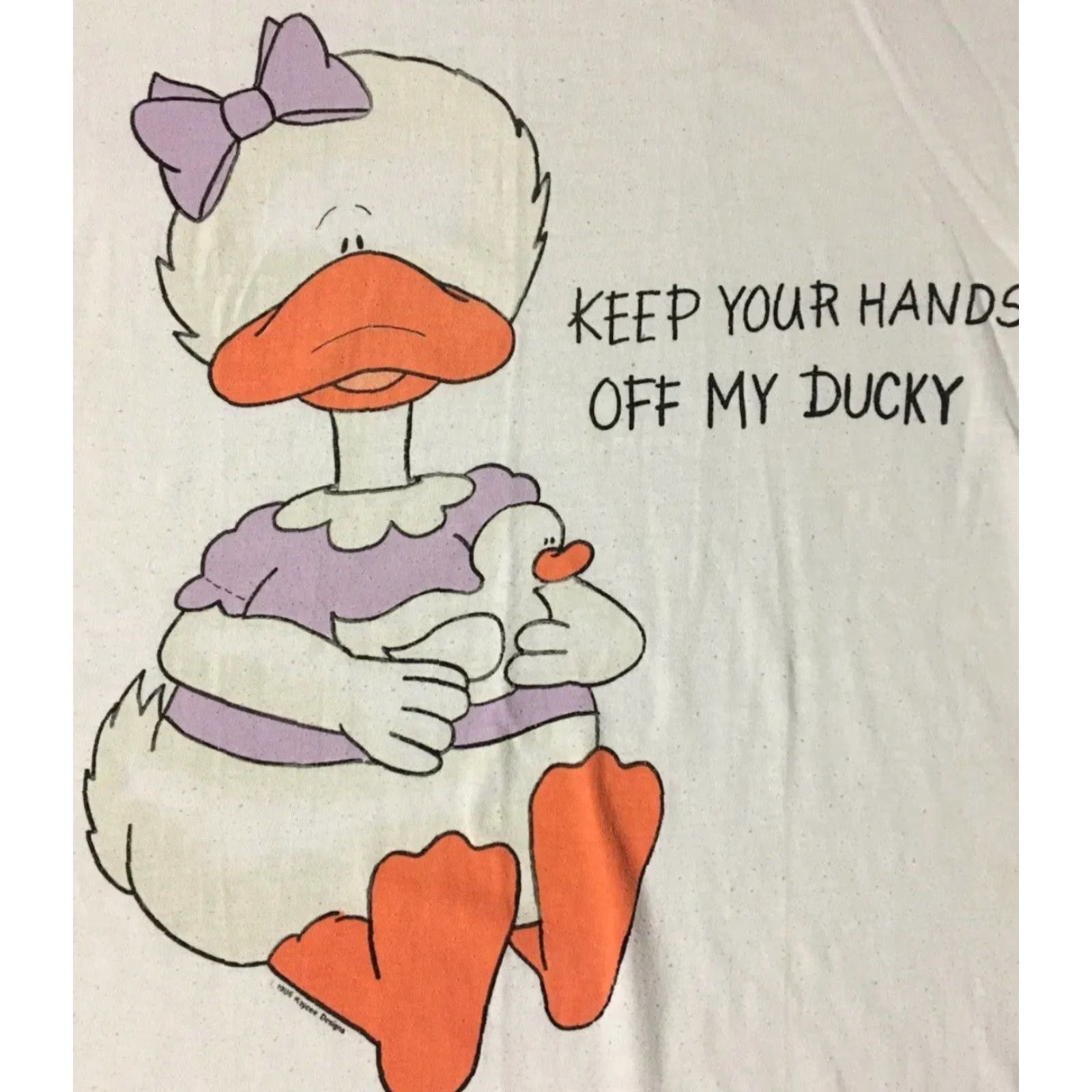 Etro VINTAGE Hands Off My Duck T-Shirt Unisex Adults One Size White 80s 90s Cartoon Joke Funny USA Mickey Mouse Looney Tunes Kaycee Designs Size US M / EU 48-50 / 2 - 2 Thumbnail
